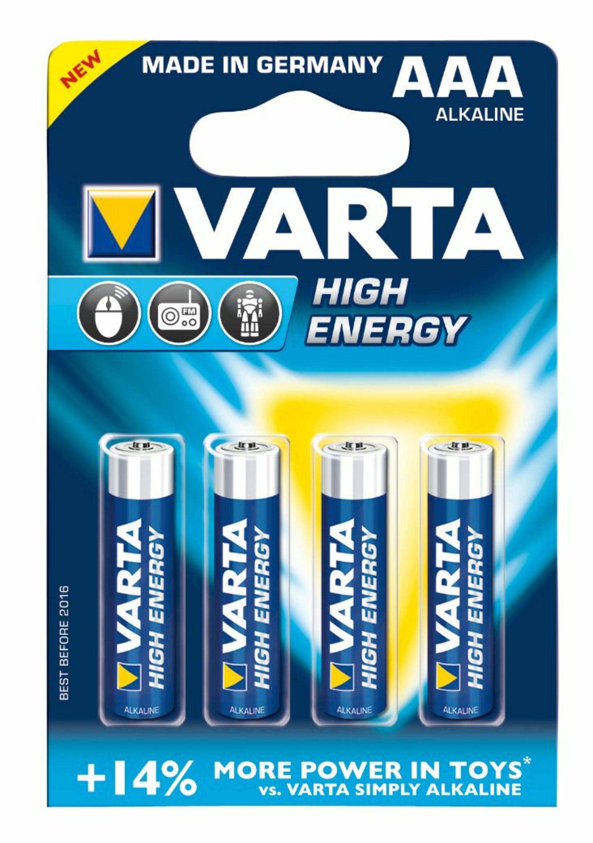 Levně Varta baterie alkalická 1,5V AAA High Energy 4903 LR03/4BL