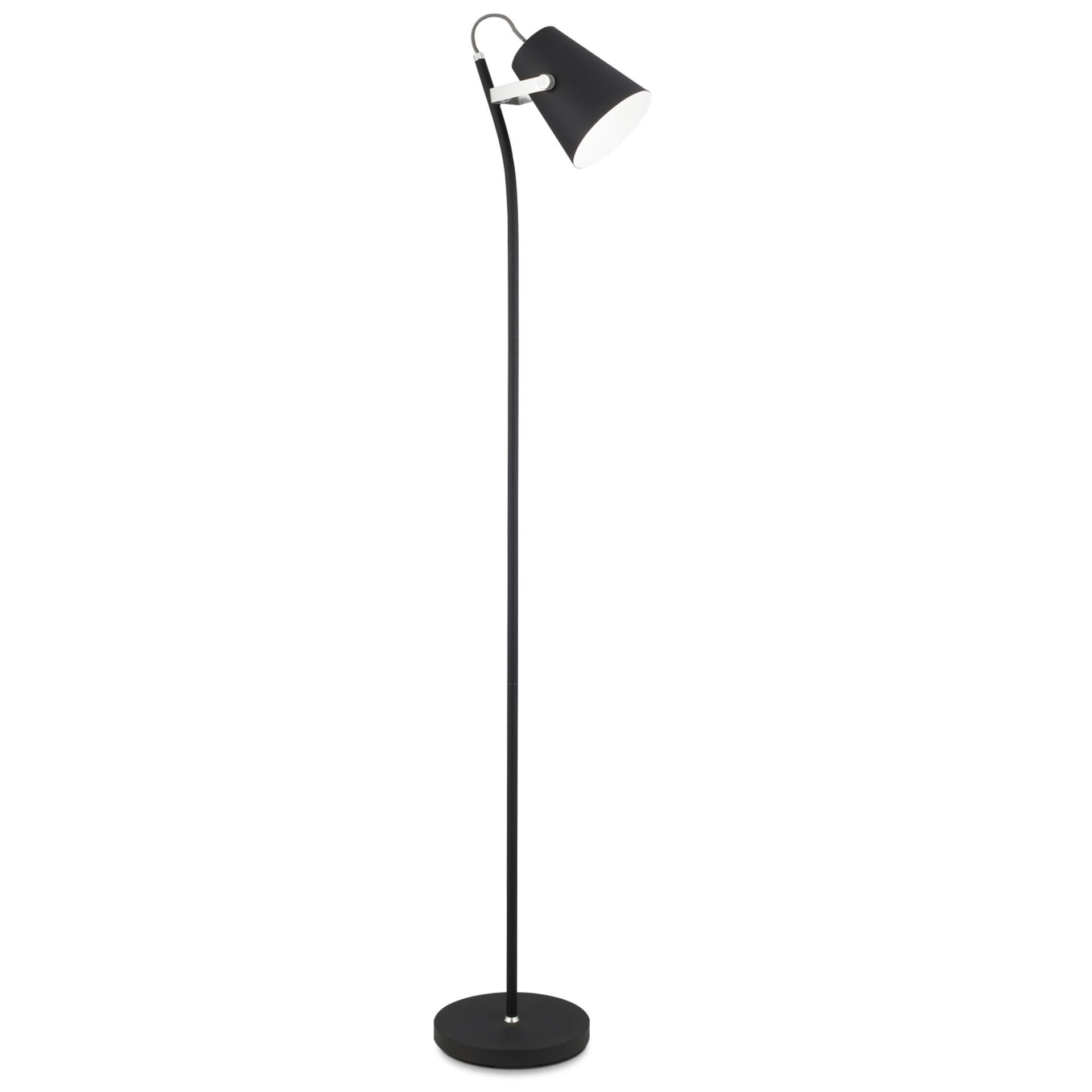 Levně Sessak Moderní stojací lampa Odette - pr. 140 x 1500 x 230 mm, 28 W, matná černá, chrom SE ODELM