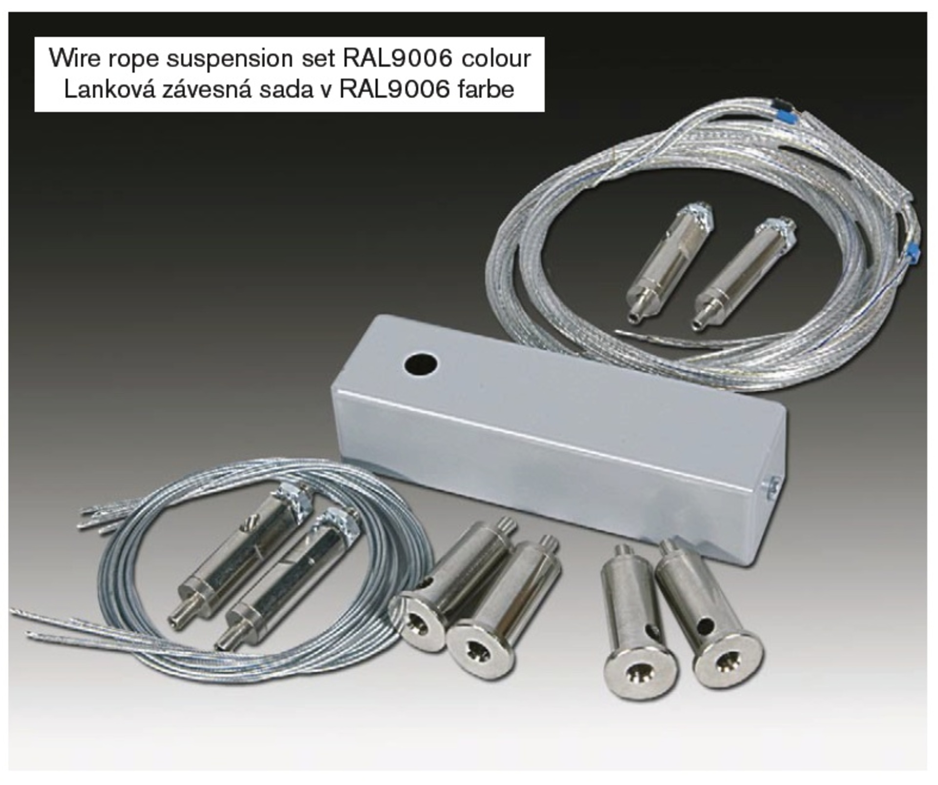 SEC Závěsná lanková sada - délka 2 m, šedá RAL 9006 85-B-05-60-00-SP