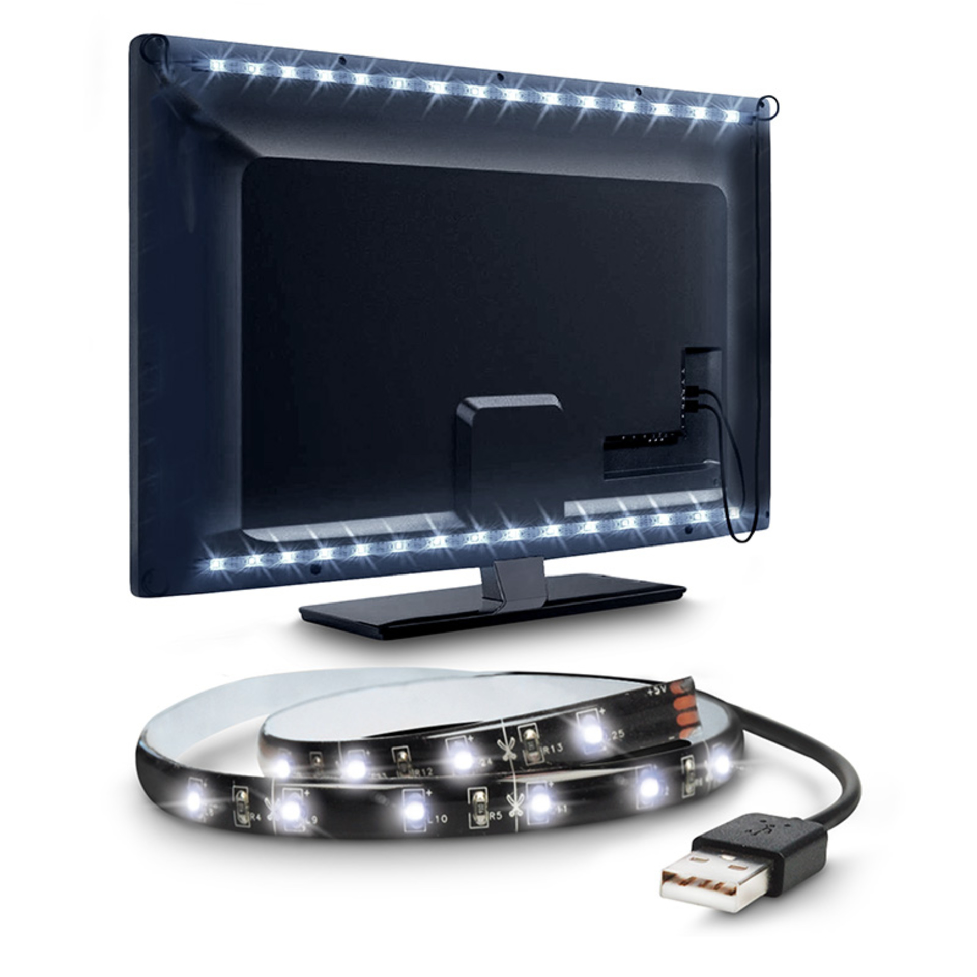 Levně Solight LED pásek pro TV, 100cm, USB, vypínač, studená bílá WM501