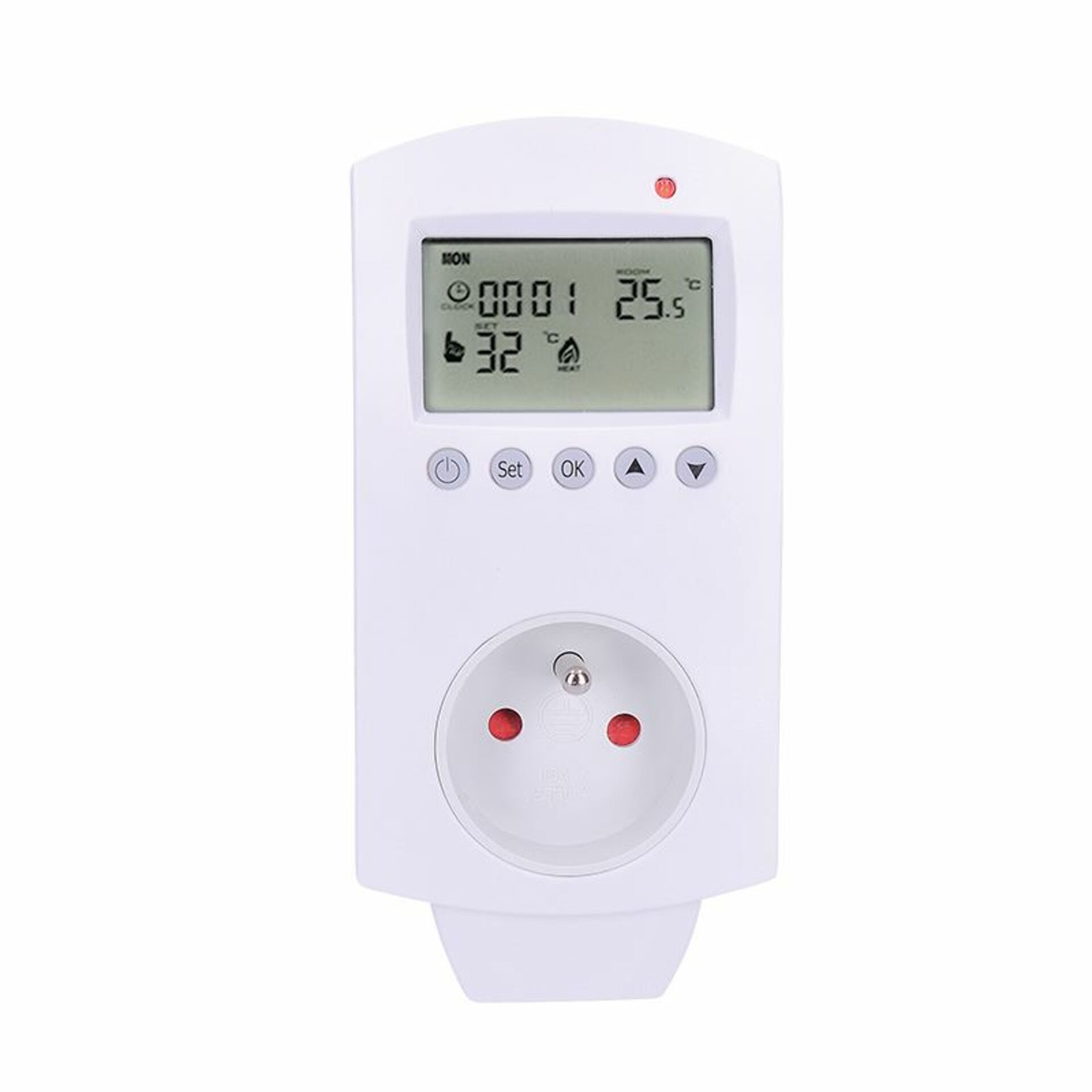 Levně Solight termostaticky spínaná zásuvka, zásuvkový termostat, 230V/16A, režim vytápění nebo chlazení, různé teplotní režimy DT40