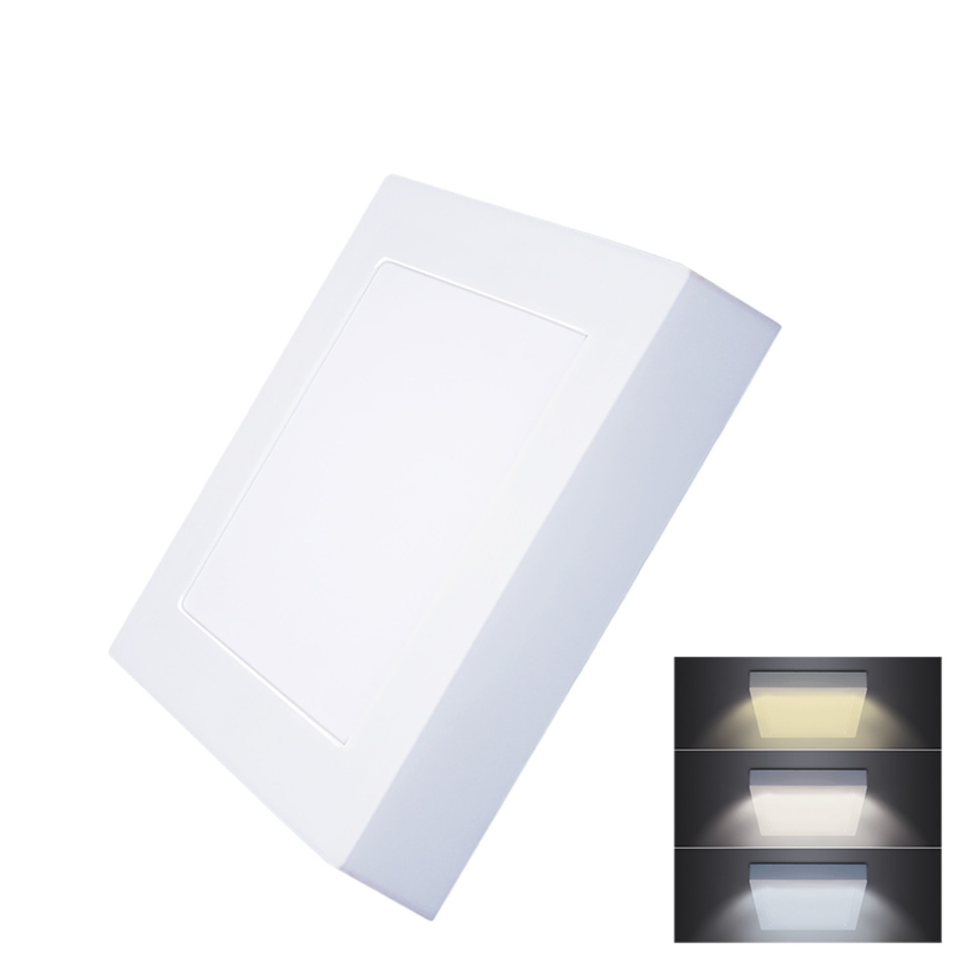 Solight LED mini panel CCT, přisazený, 12W, 900lm, 3000K, 4000K, 6000K, čtvercový WD171