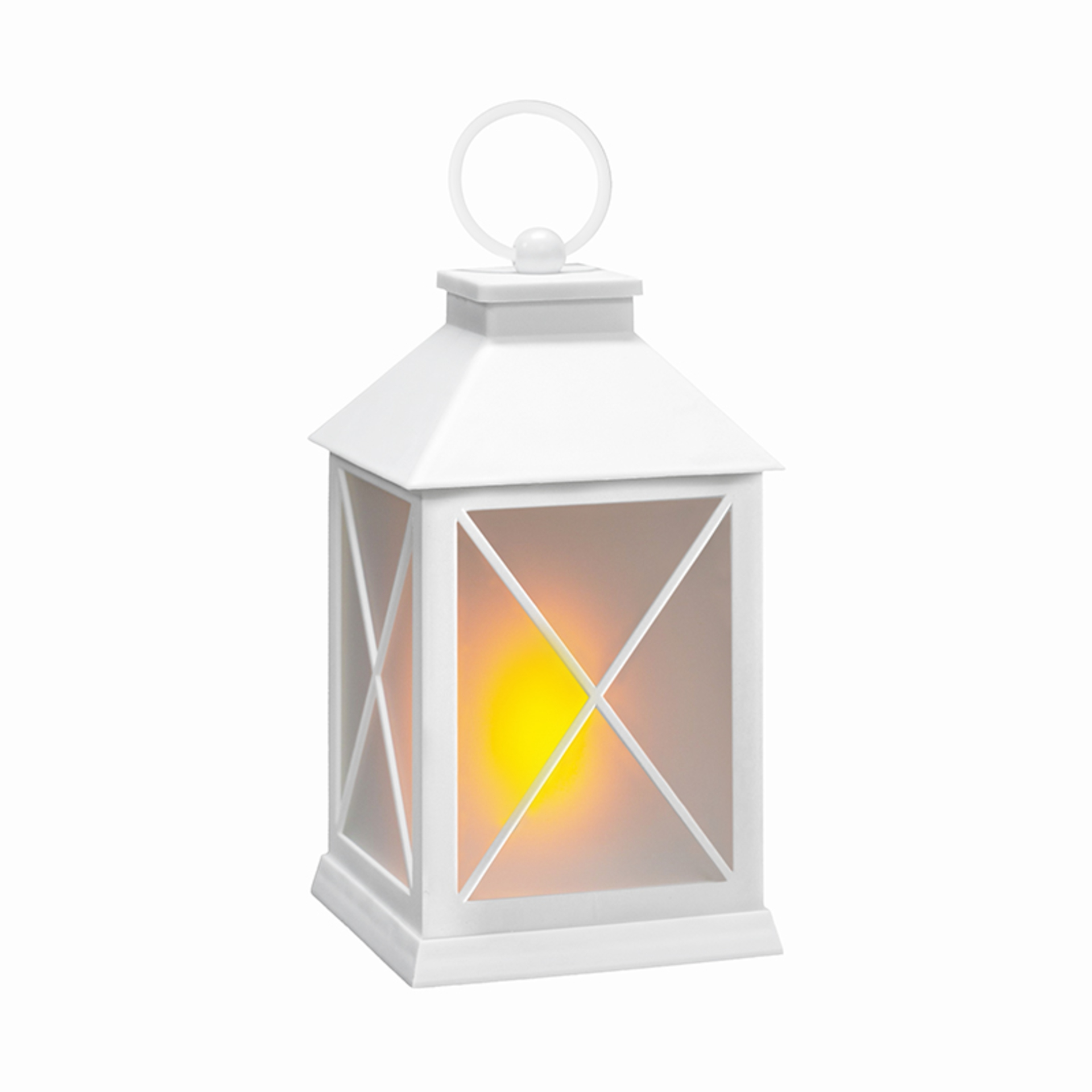 Levně Solight LED vánoční lucerna bílá, 20cm, časovač, 2x AA 1V288