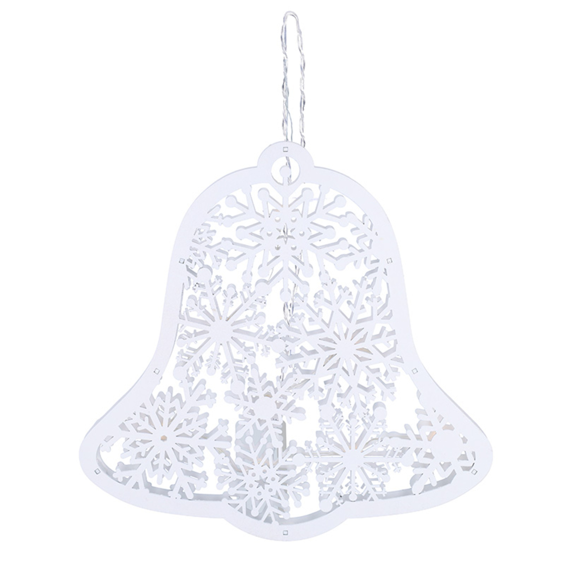 Levně Solight LED dřevěný vánoční zvoneček, 9x LED, bílá, 30cm, časovač, 2x AA 1V296