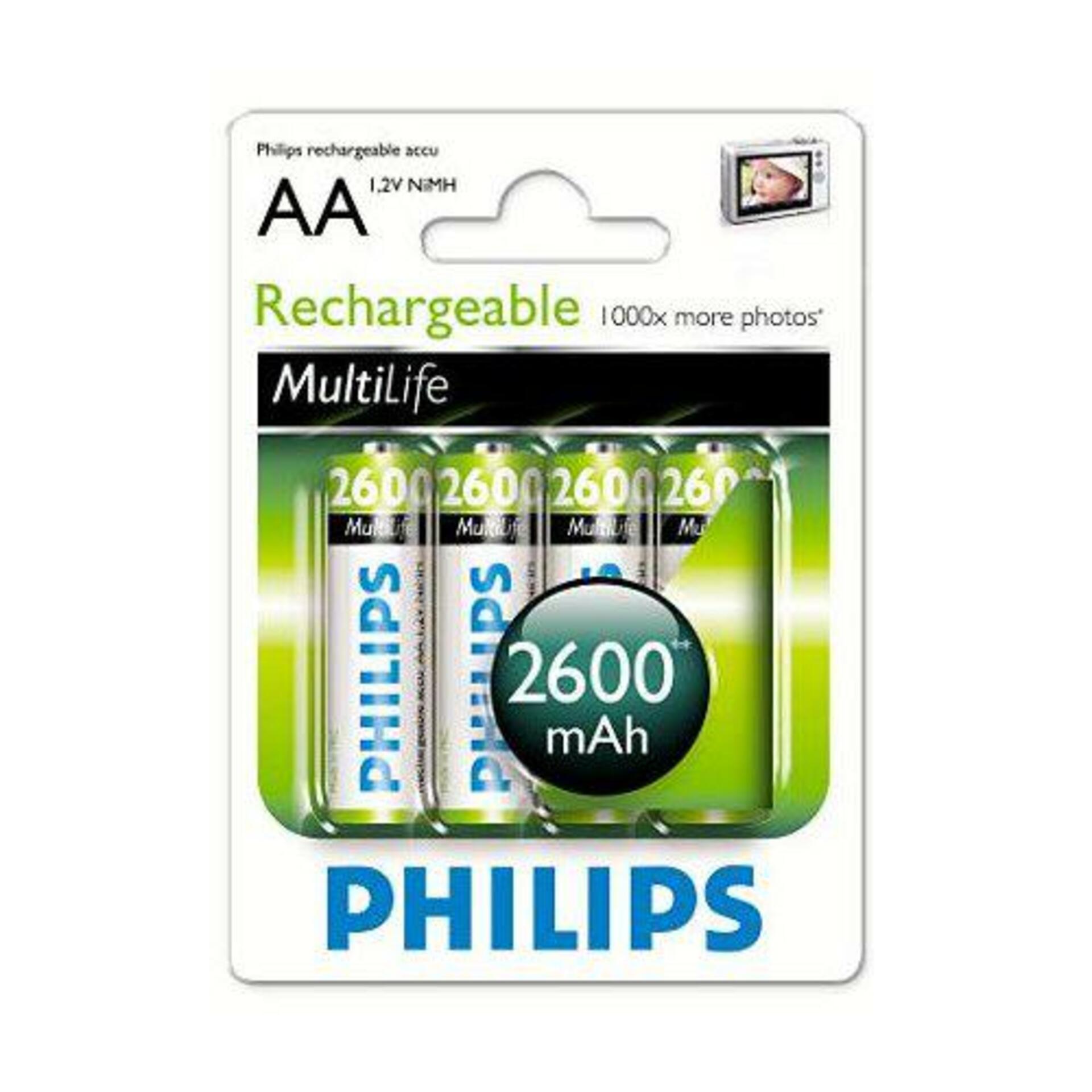 Levně Nabíjecí baterie Philips NiMH 2600 mAh AA (tužka)