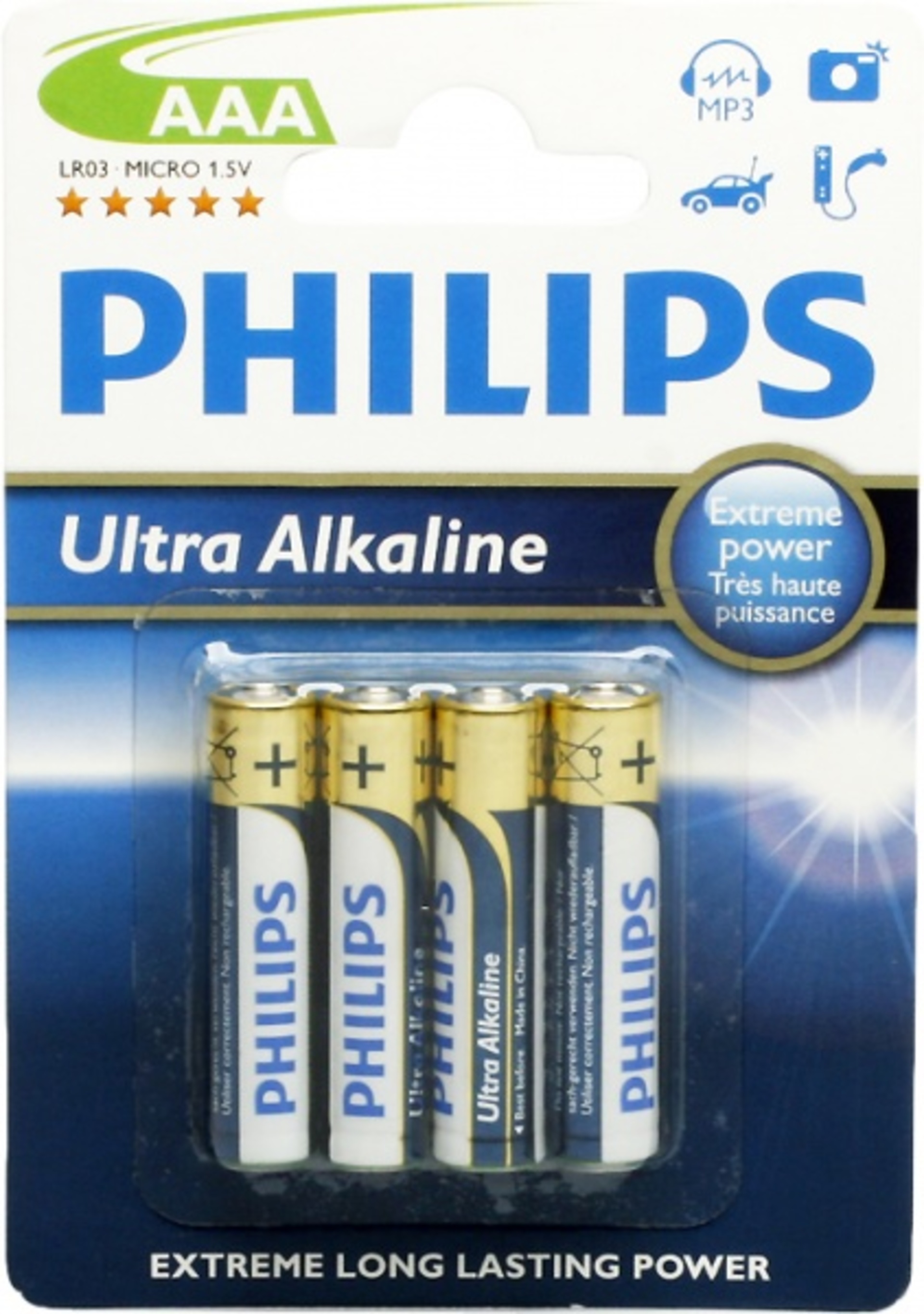 Levně Baterie alkalická 1,5V AAA Philips LR03 ULTRA ALKALINE