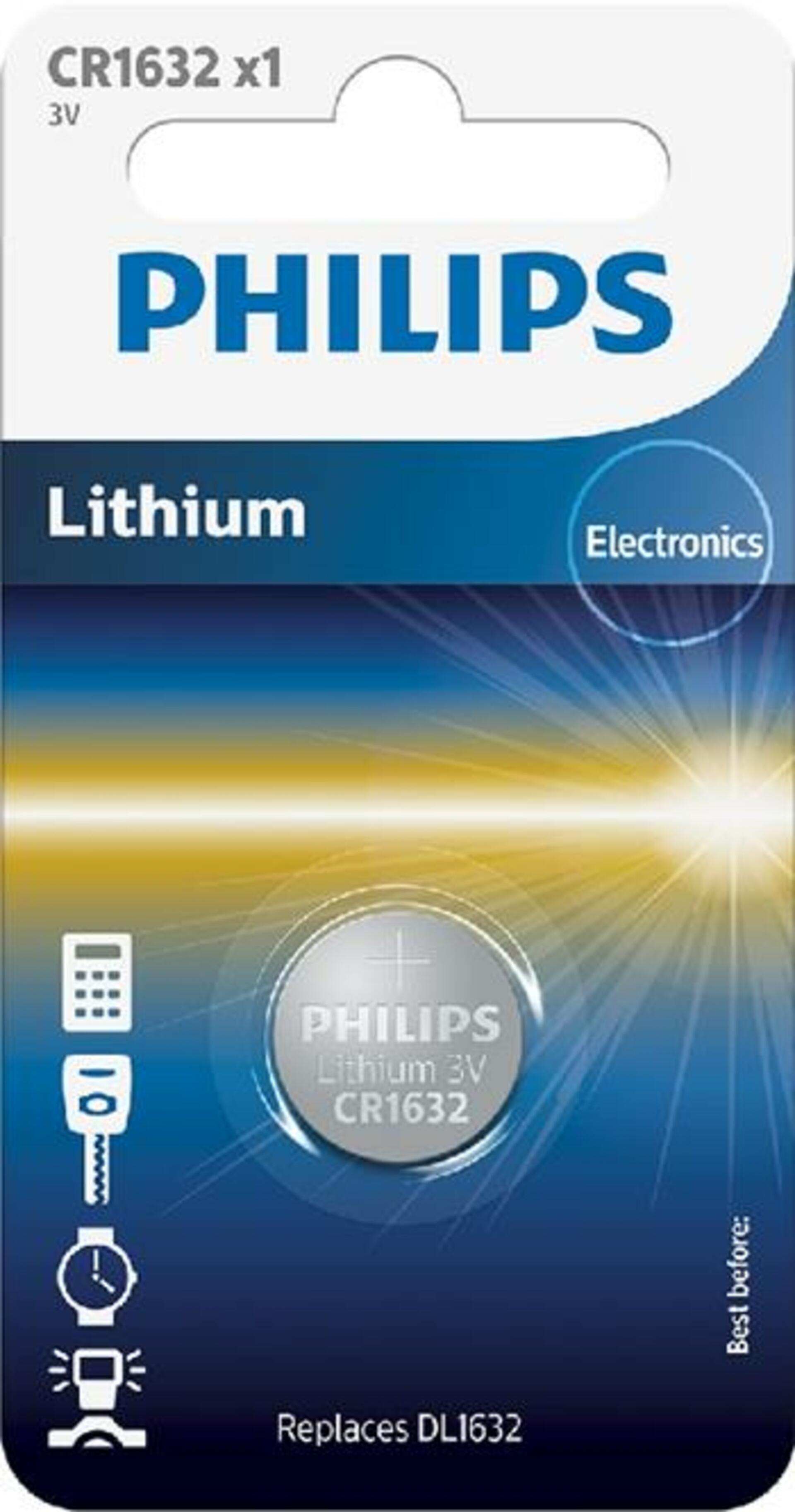 Levně Lithiová knoflíková baterie Philips CR1632, blistr