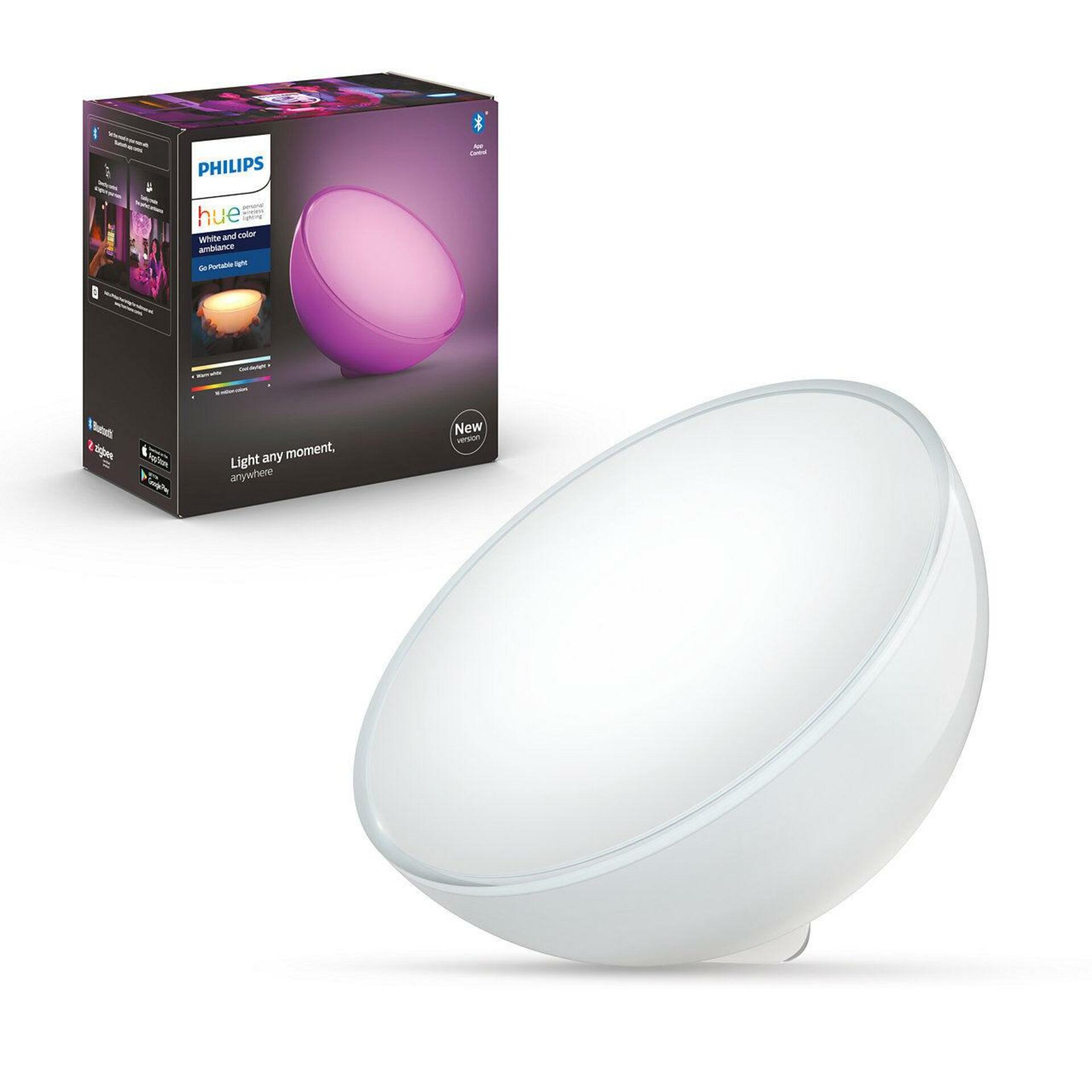 PHILIPS HUE Hue Bluetooth LED White and Color Ambiance Přenosná lampička Philips Go 76020/31/P7 bílá 2000K-6500K RGB