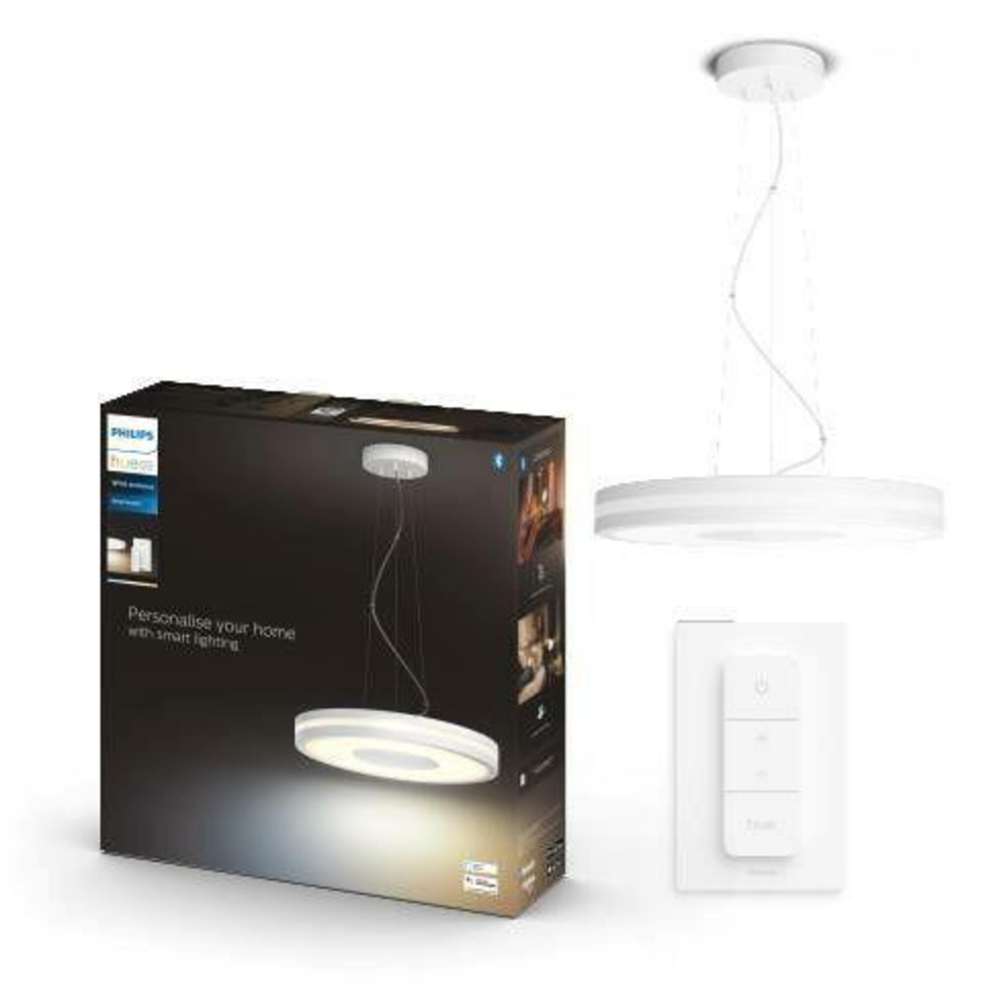 PHILIPS HUE Hue LED White Ambiance Závěsné svítidlo Philips Being 8718696175293 1x25W 2900lm 2200-6500K IP20, bílé s dálkovým ovladačem