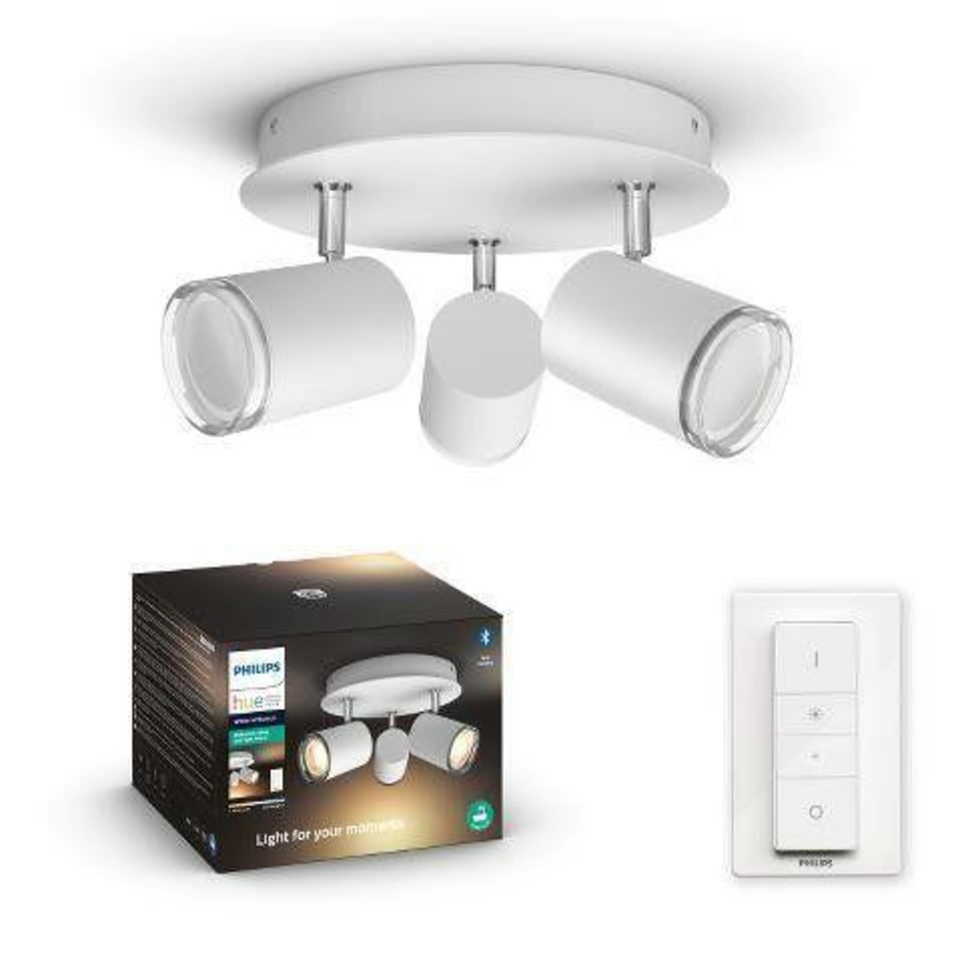 Philips HUE WA Adore koupelnové bodové svítidlo 3x GU10 LED 5W 350lm 2200-6500K IP44, bílá + ovladač