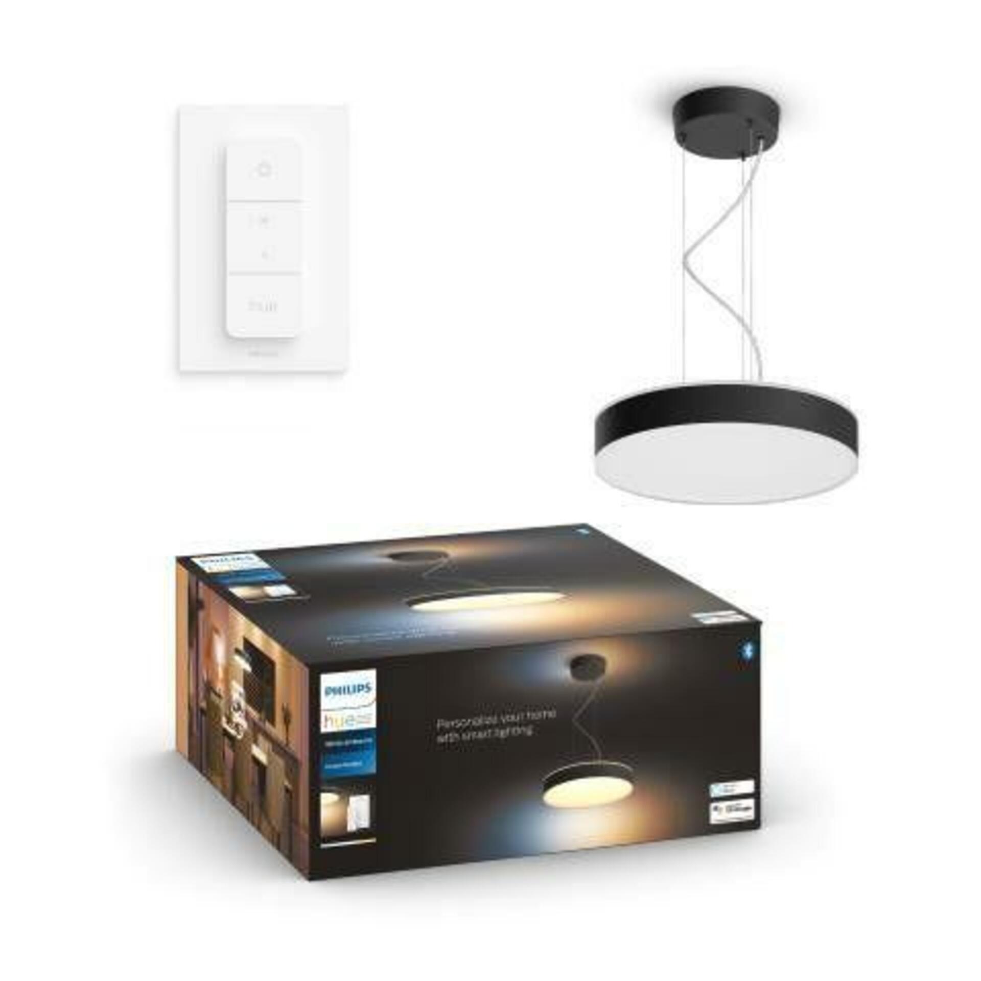 PHILIPS HUE Hue Bluetooth LED White Ambiance Závěsné svítidlo Philips Enrave 41162/30/P6 33,5W 4300lm 2200-6500K IP20 černé, stmívatelné s dálkovým ovladačem