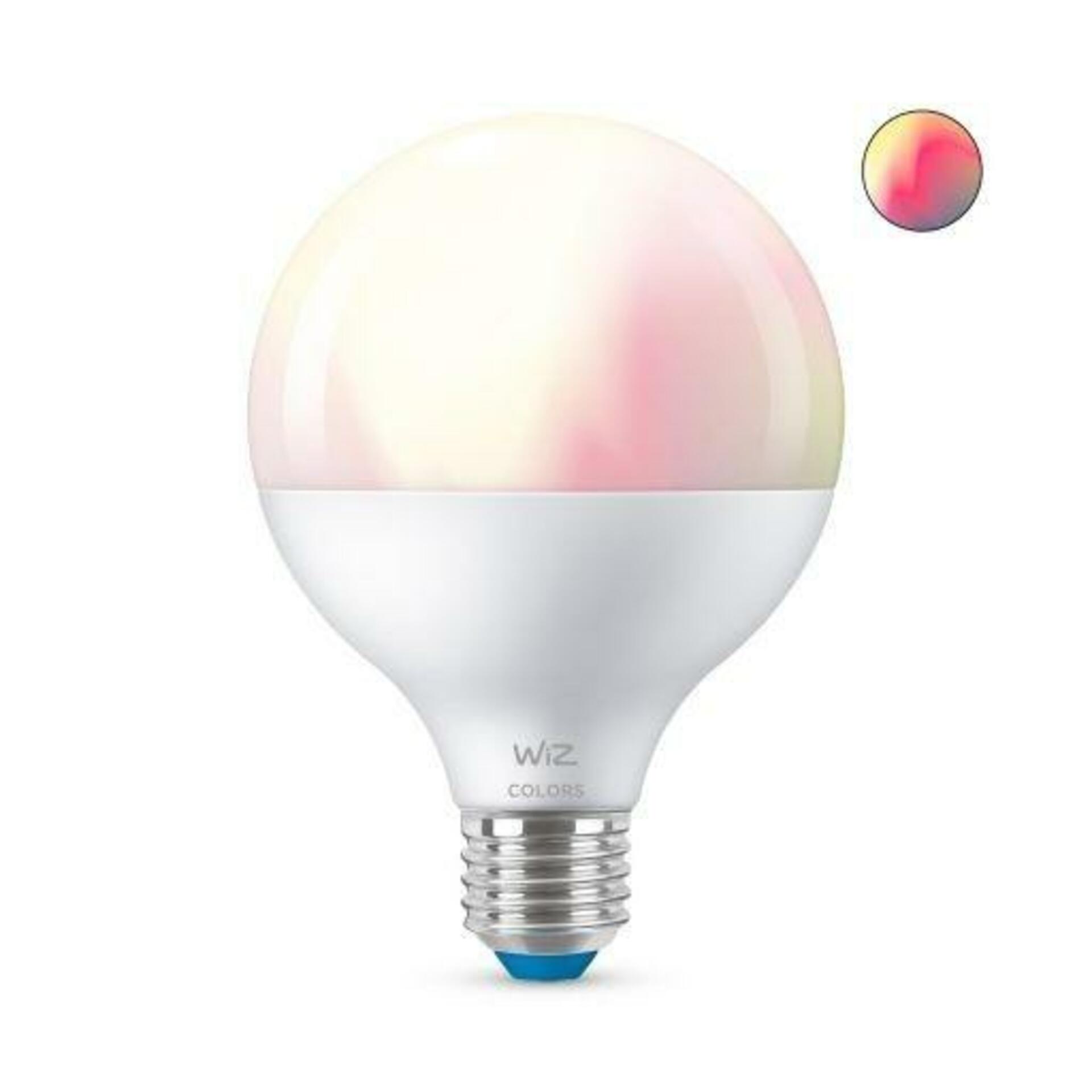 LED Žárovka WiZ Colors Globe 8718699786359 E27 G95 11-75W 1055lm 2200-6500K, RGB 16 mil. barev, stmívatelná