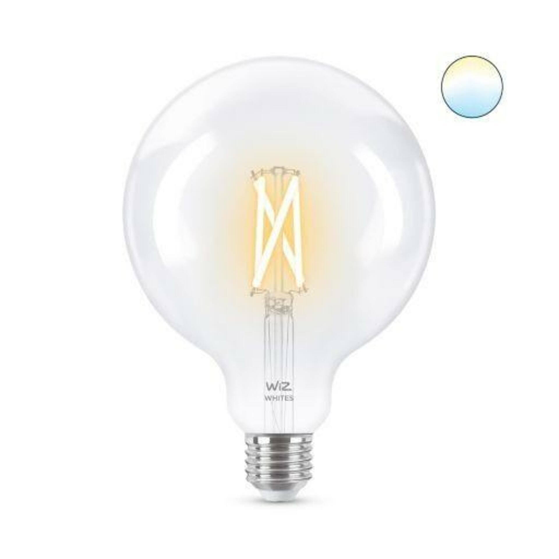 Levně LED Žárovka WiZ Tunable White Filament 8718699786717 E27 G125 6,7-60W 806lm 2700-6500K, stmívatelná