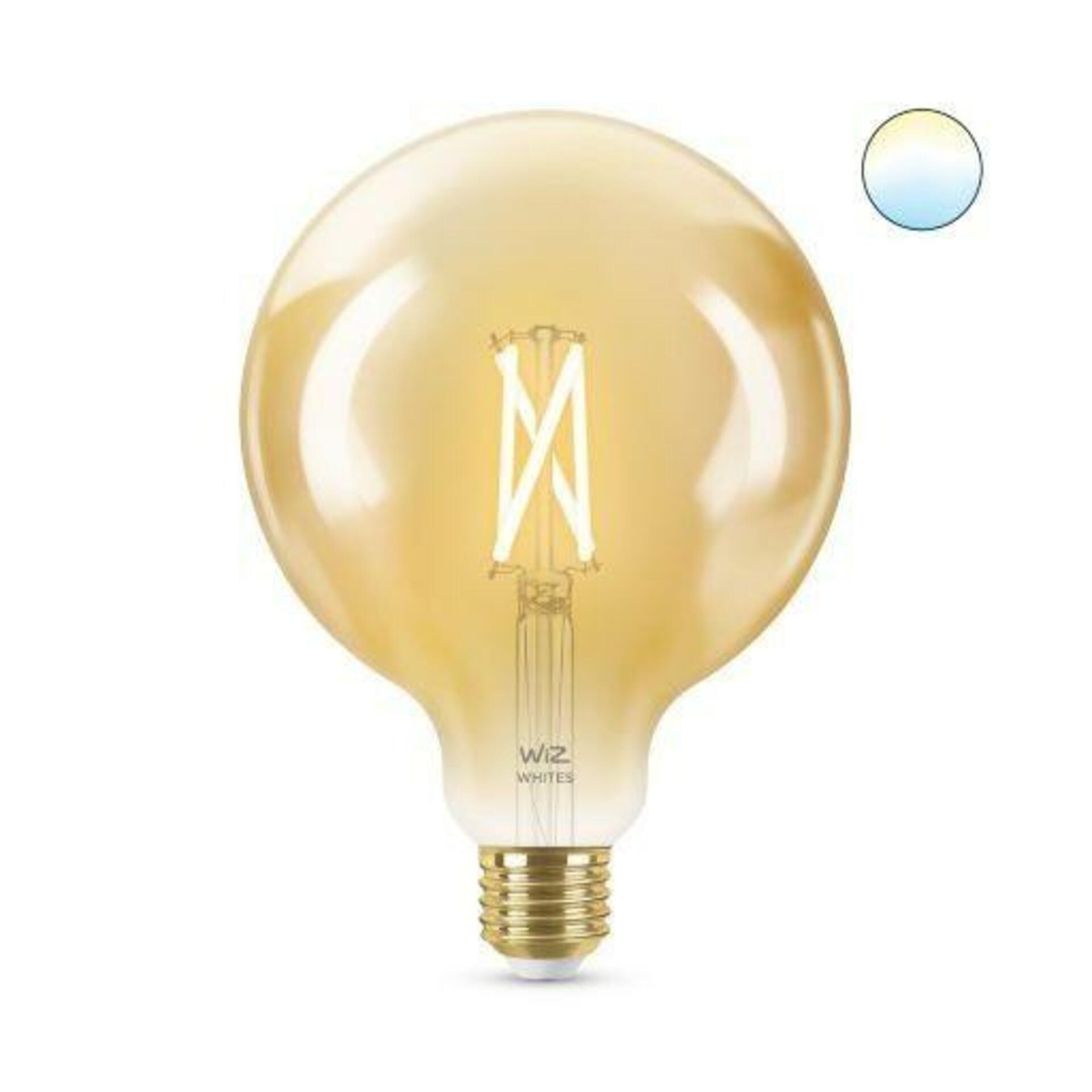 Levně LED Žárovka WiZ Tunable White Filament Amber 8718699786816 E27 G125 6,7-50W 640lm 2000-5000K, stmívatelná