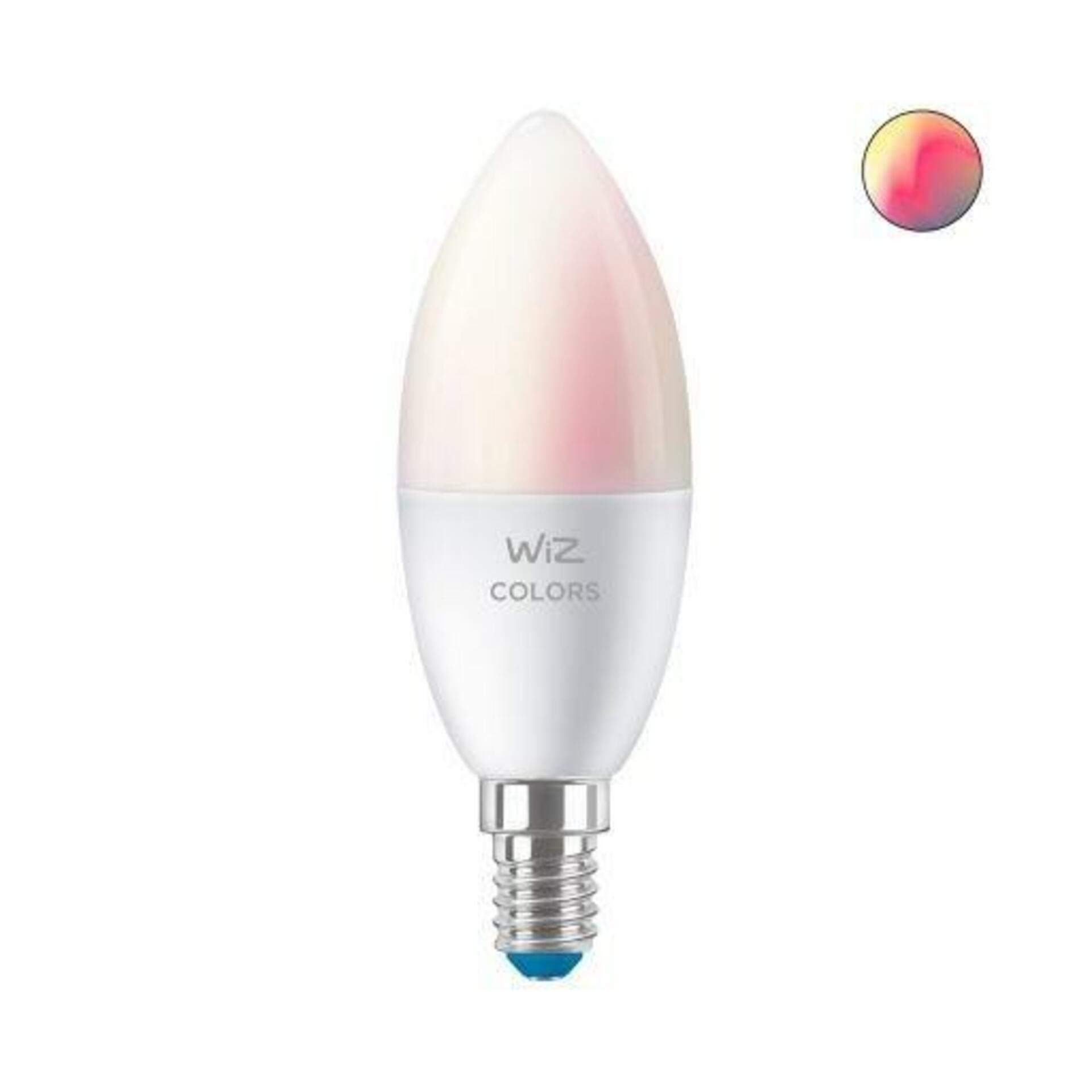 Levně LED Žárovka WiZ Colors 8718699787097 E14 C37 4,9-40W 470lm 2200-6500K, RGB 16 mil.barev, stmívatelná