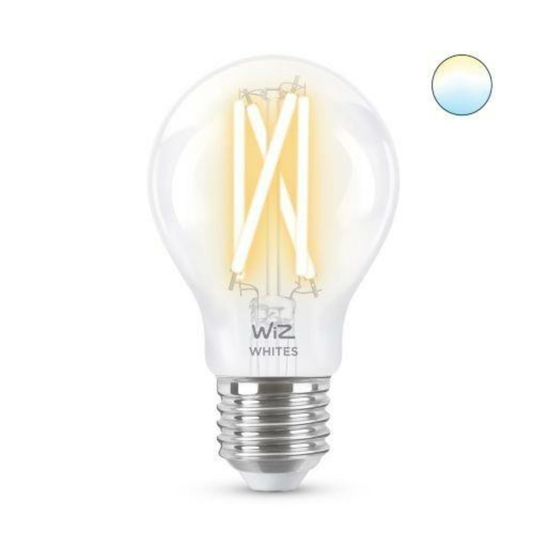 Levně LED Žárovka WiZ Tunable White Filament 8718699787158 E27 A60 6,7-60W 806lm 2700-6500K, stmívatelná