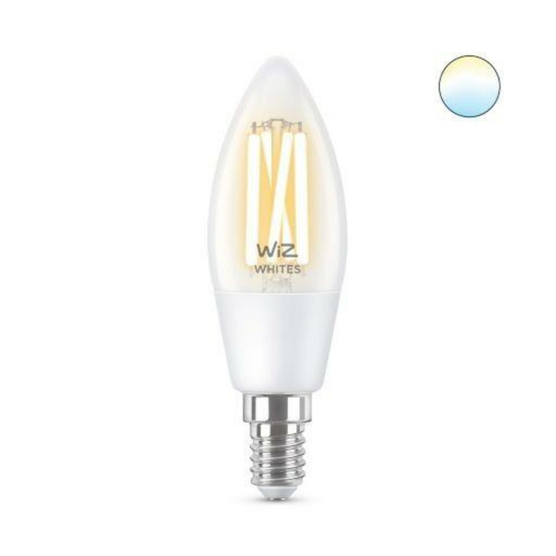 Levně LED Žárovka WiZ Tunable White Filament 8718699787196 E14 C35 4,9-40W 470lm 2700-6500K, stmívatelná