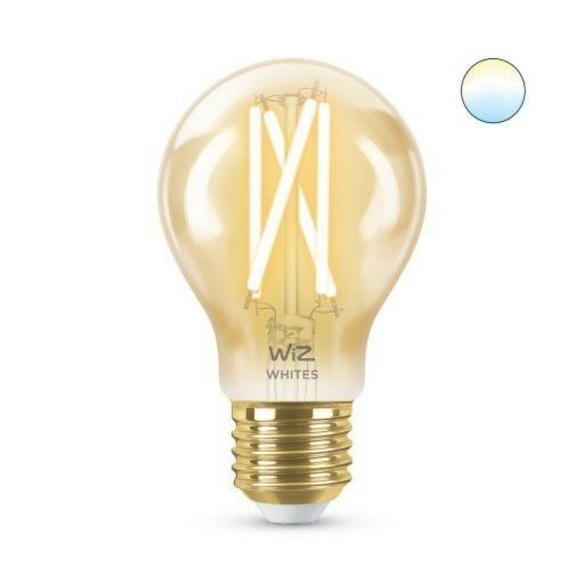 Levně LED Žárovka WiZ Tunable White Filament Amber 8718699787219 E27 A60 6,7-50W 640lm 2000-5000K, stmívatelná