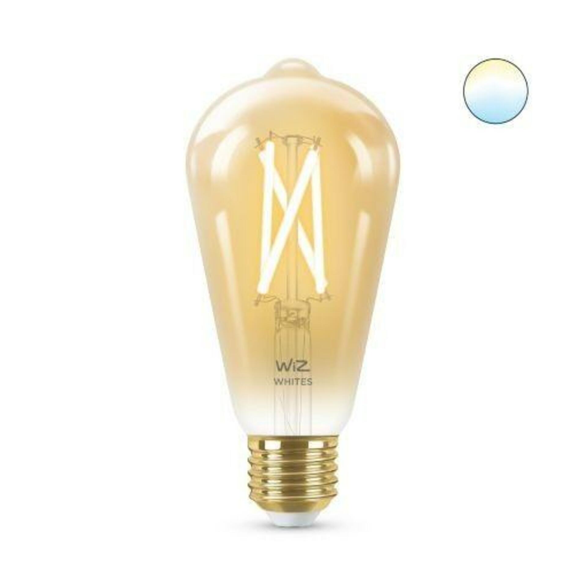 Levně LED Žárovka WiZ Tunable White Filament Amber 8718699787233 E27 ST64 6,7-50W 640lm 2000-5000K, stmívatelná