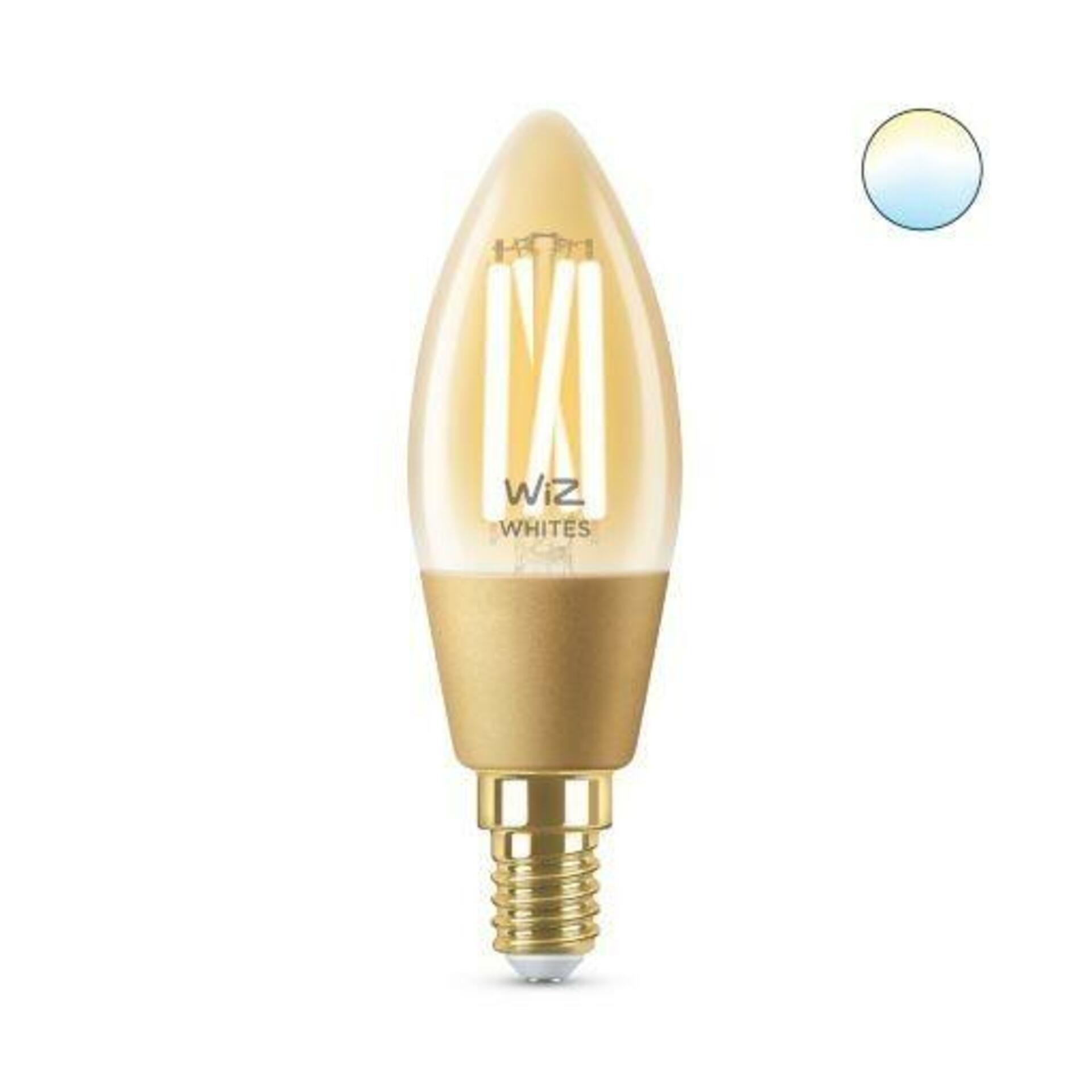 Levně LED Žárovka WiZ Tunable White Filament Amber 8718699787257 E14 C35 4,9-25W 370lm 2000-5000K, stmívatelná