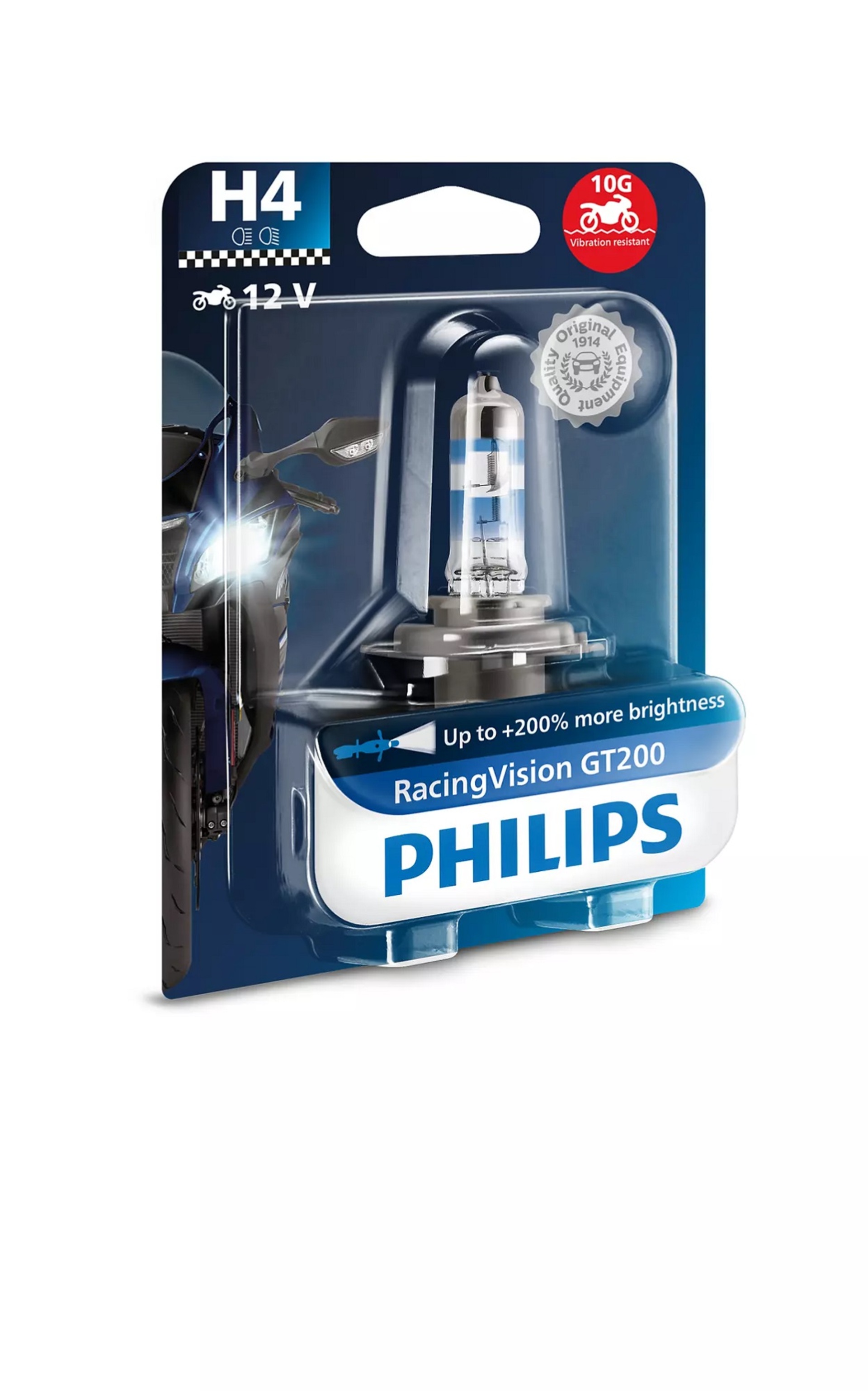 Levně Philips H4 12V 60/55W P43t RacingVision GT200 Moto PH 12342RGTBW