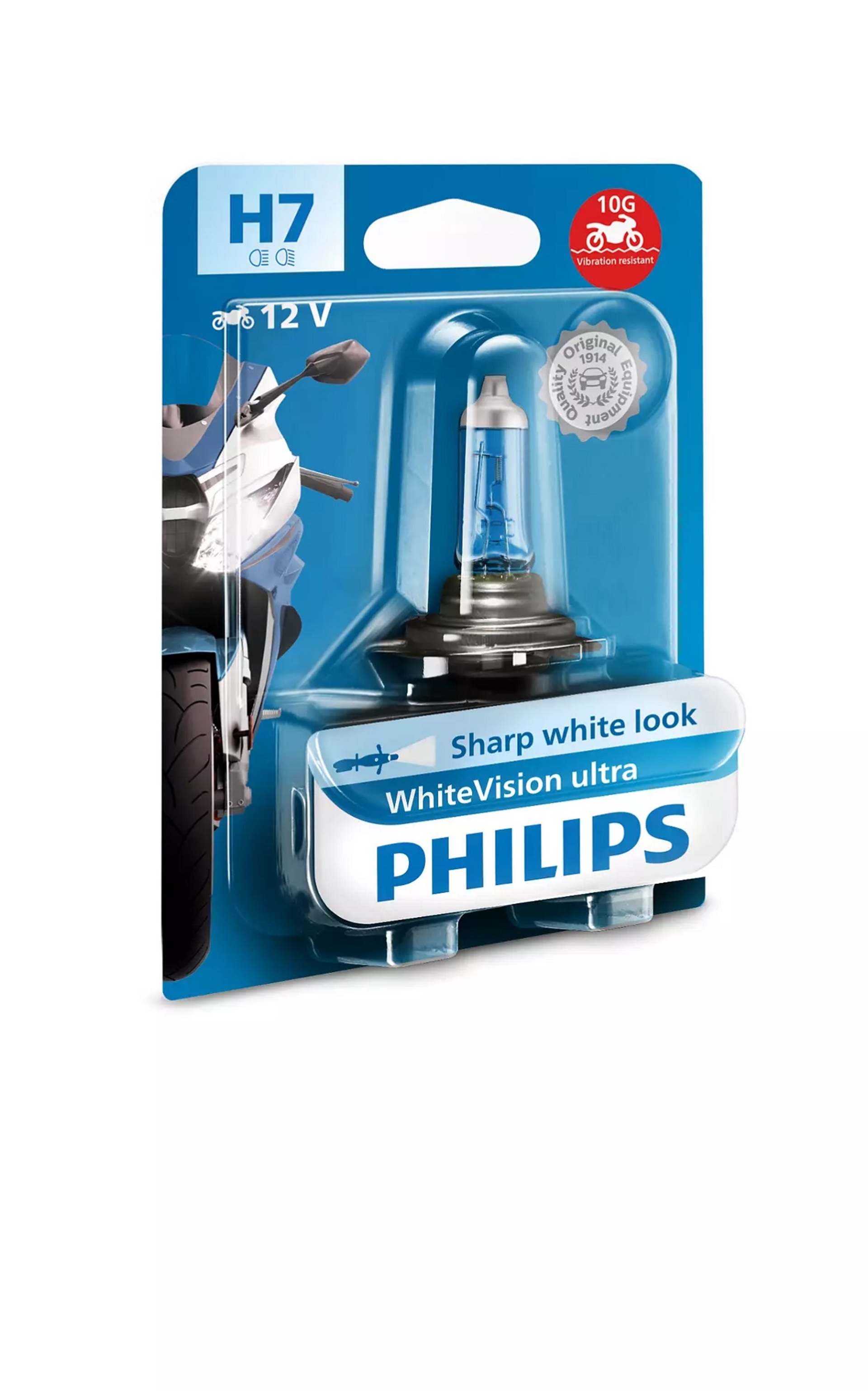 H7 12V 55W PX26d WhiteVision Ultra Moto 1st. Blister Philips