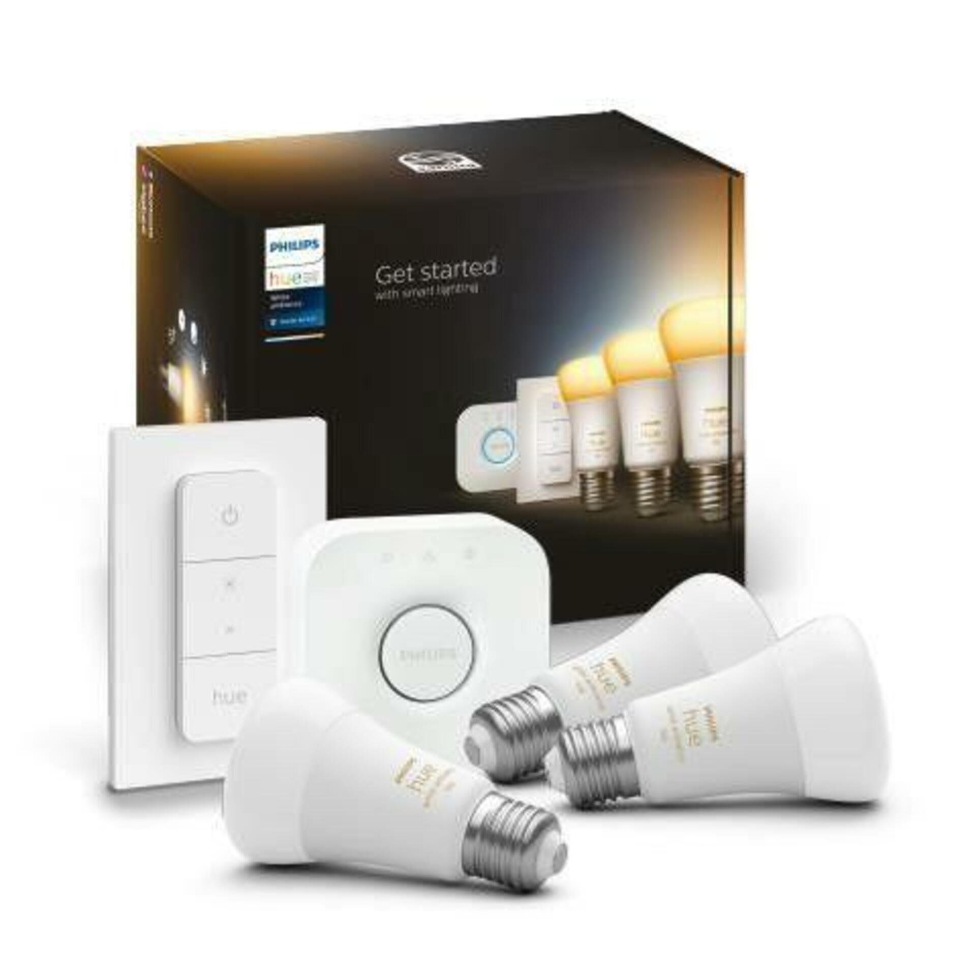 PHILIPS HUE Hue Bluetooth LED White Ambiance set 3ks žárovek Philips + Hue Bridge + Hue Switch 8719514291232 E27 A60 8W 1100lm 2200-6500K stmívatelné