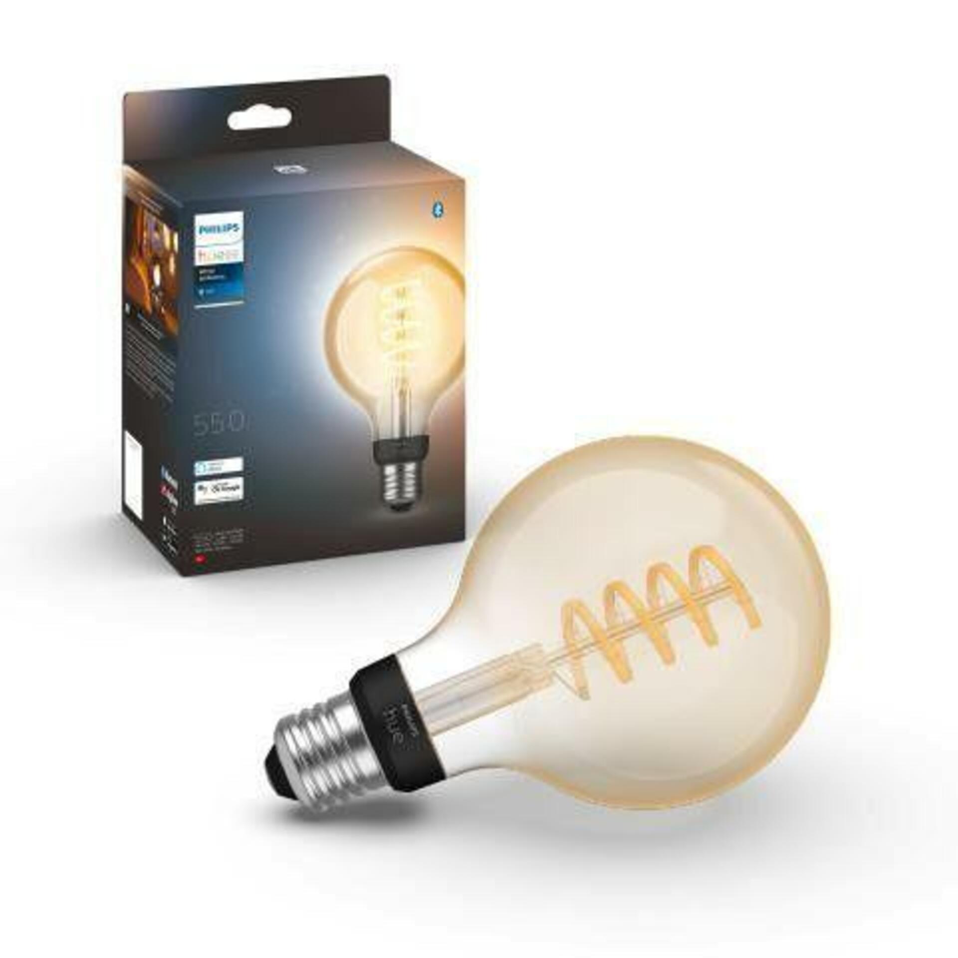 Levně PHILIPS HUE Hue Bluetooth LED White Ambiance filamentová žárovka Philips 8719514301481 E27 G93 7W 550lm 2200-4500K černá, stmívatelná