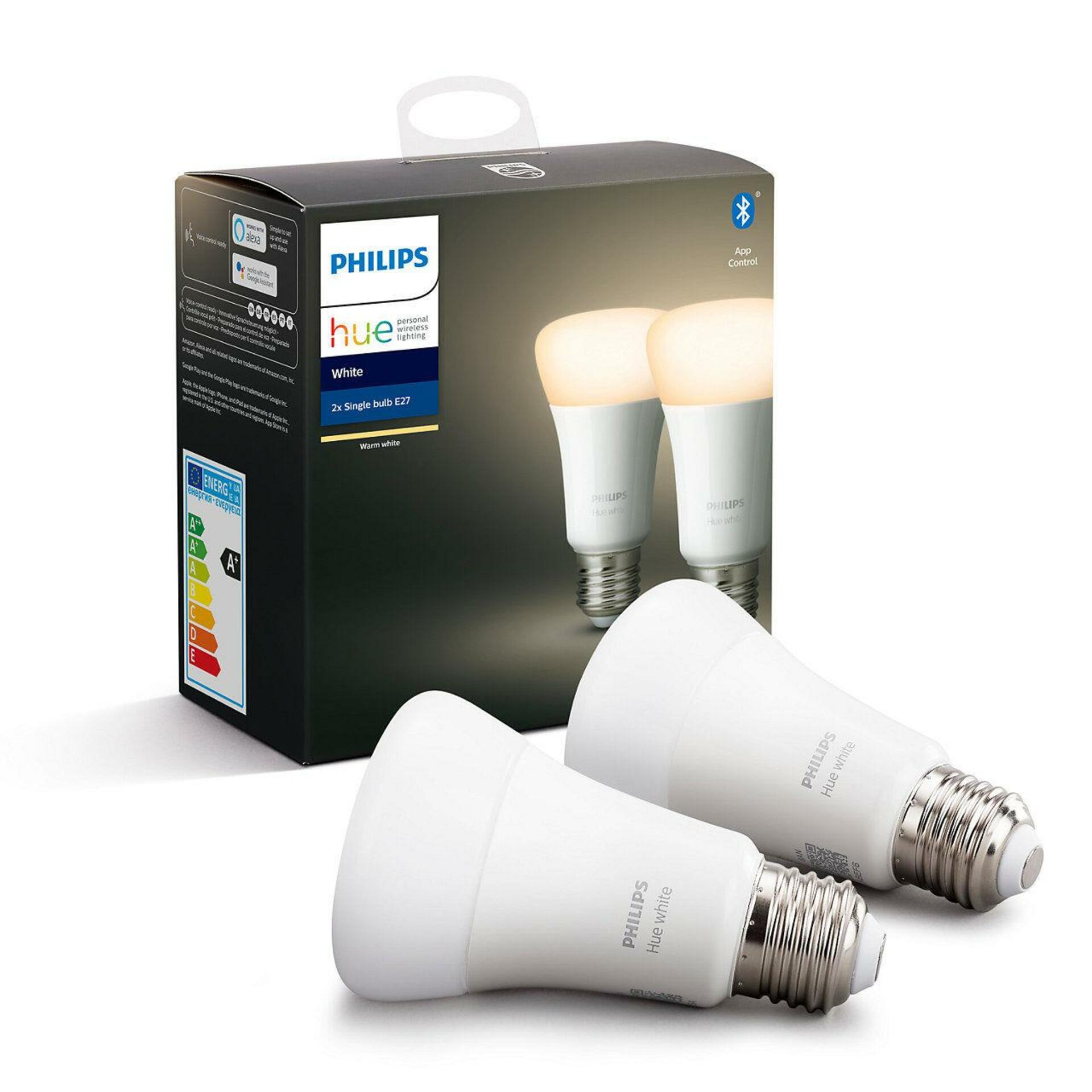 PHILIPS HUE Hue Bluetooth LED White žárovka E27 A19 9W 806lm 2700K set 2 ks