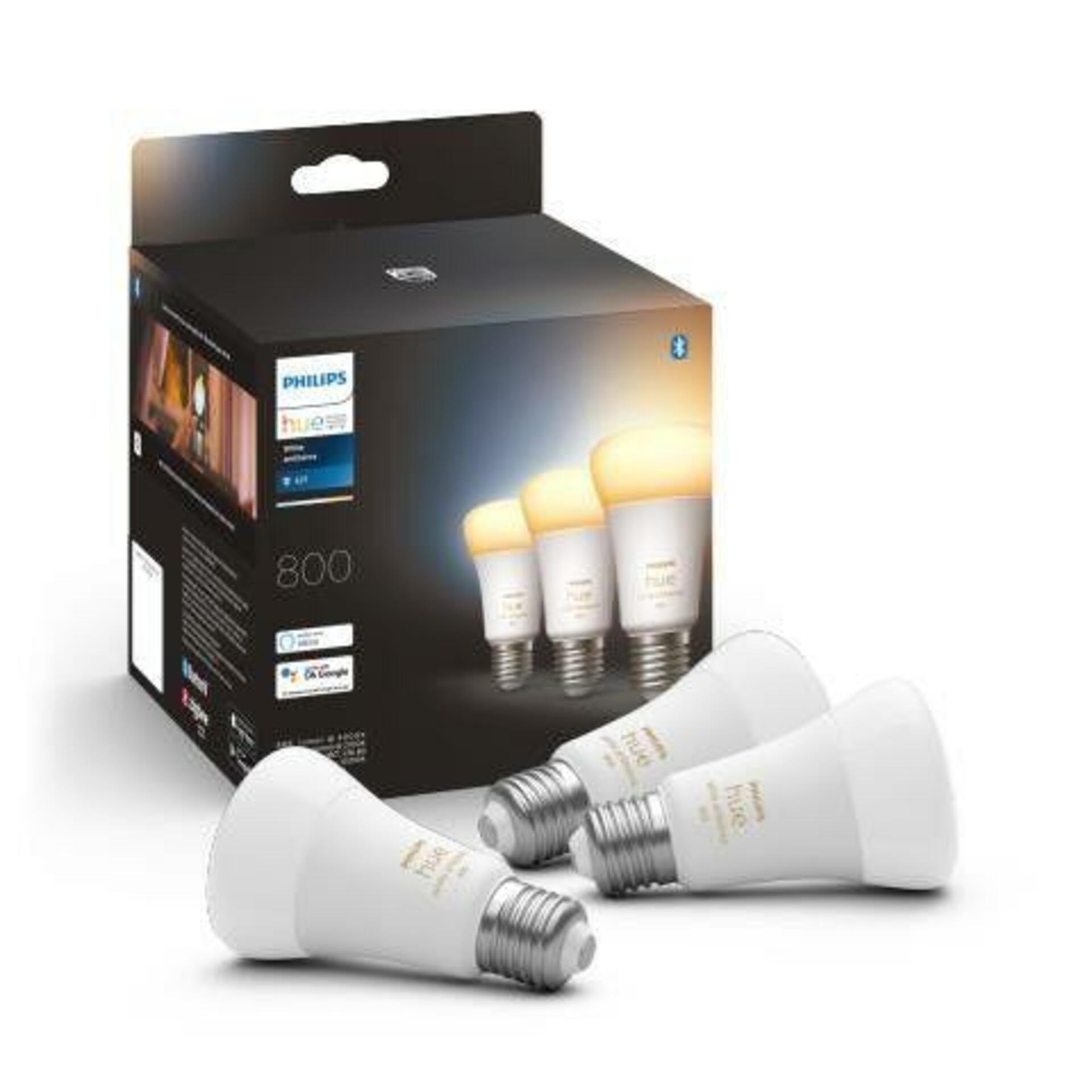 Levně PHILIPS HUE Hue Bluetooth LED White Ambiance set 3ks žárovek Philips 8719514328266 E27 A60 3x6W 3x800lm 2200-6500K bílé stmívatelné