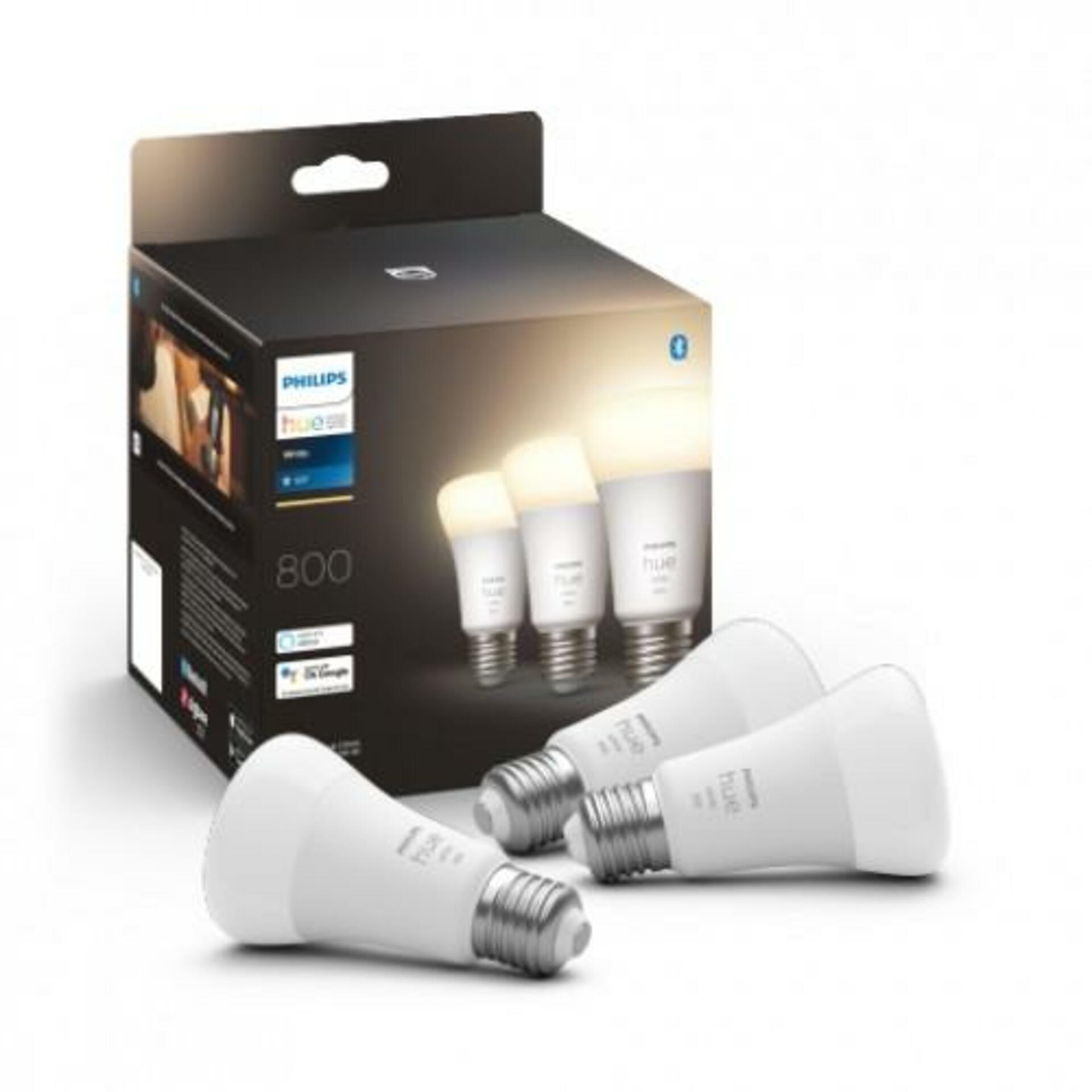 PHILIPS HUE Hue Bluetooth LED White set 3ks žárovek Philips 8719514329881 E27 A60 3x9W 3x800lm 2700K bílé stmívatelné