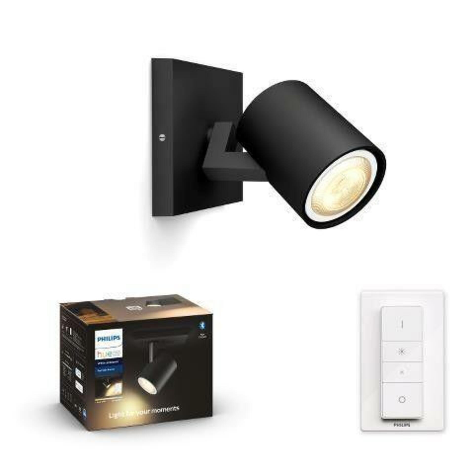 PHILIPS HUE Hue White Ambiance Bodové svítidlo Philips Runner BT 8719514338326 LED GU10 1x5W 350lm 2200-6500K 230V, černé s dálkovým ovladačem a Bluetooth