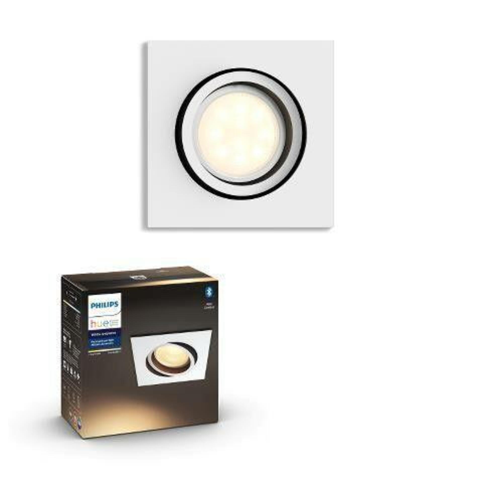 PHILIPS HUE Hue White Ambiance Stropní podhledové svítidlo Philips Milliskin BT 8719514338609 LED GU10 5W 350lm 2200-6500K 230V, bílé hranaté s Bluetooth