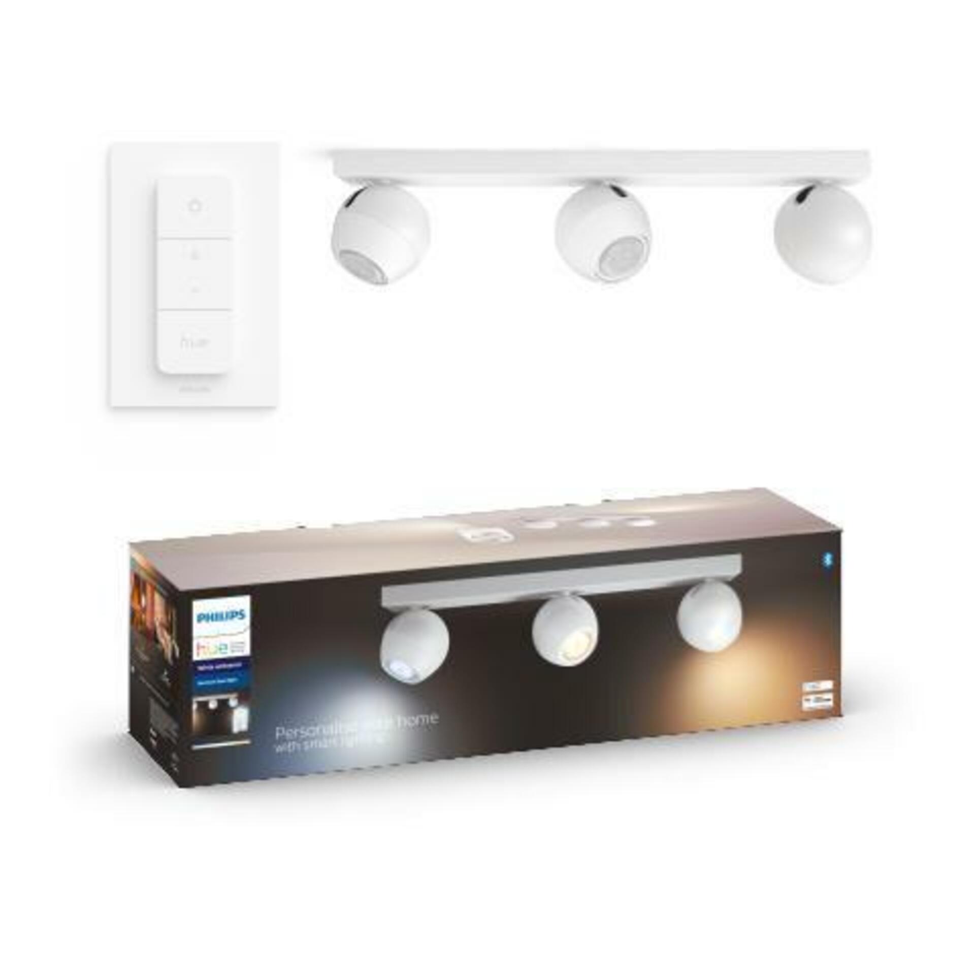 Philips HUE WA Buckram bodové LED svítidlo 3x GU10 5W 350lm 2200-6500K IP20, bílé + ovladač