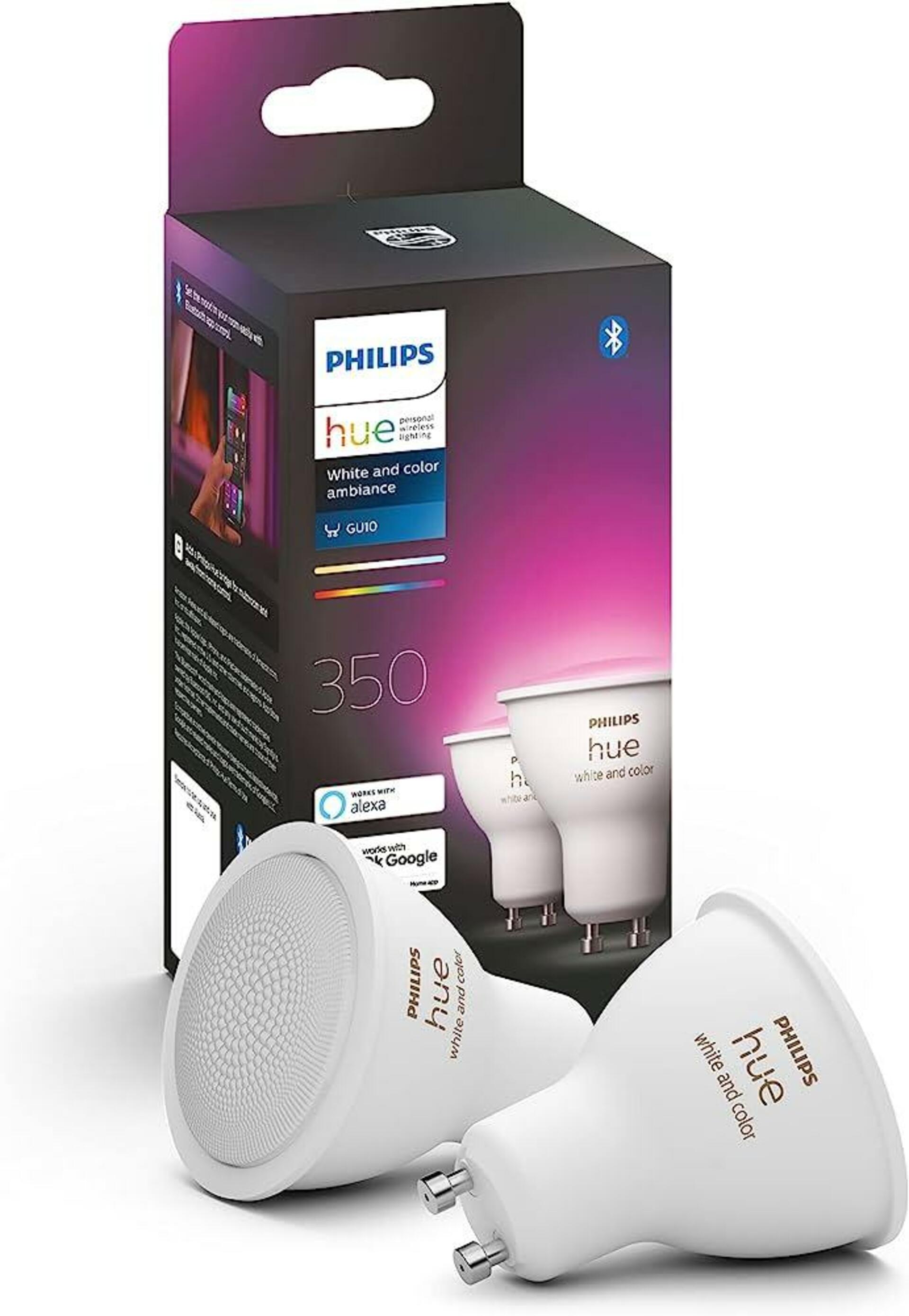 PHILIPS HUE Hue Bluetooth LED White and Color Ambiance žárovka GU10 5.7W 350lm 2000K-6500K RGB set 2 ks
