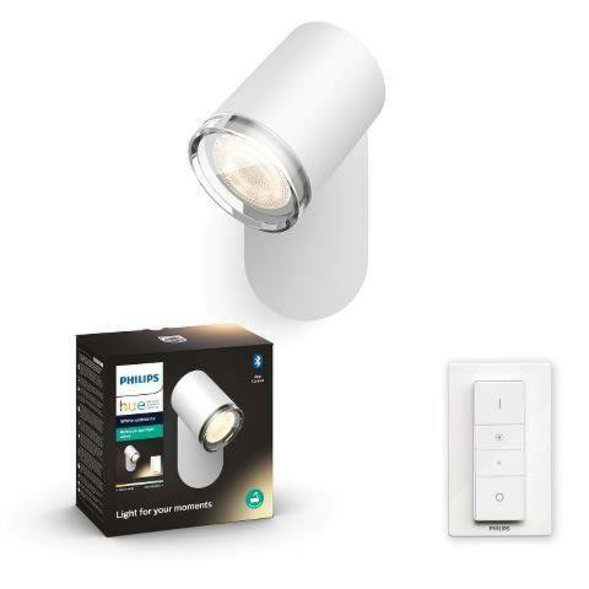 PHILIPS HUE Hue White Ambiance Bodové koupelnové svítidlo Philips Adore BT 8719514340855 LED GU10 1x5W 350lm 2200-6500K IP44 230V, bílé s dálkovým ovladačem a Bluetooth