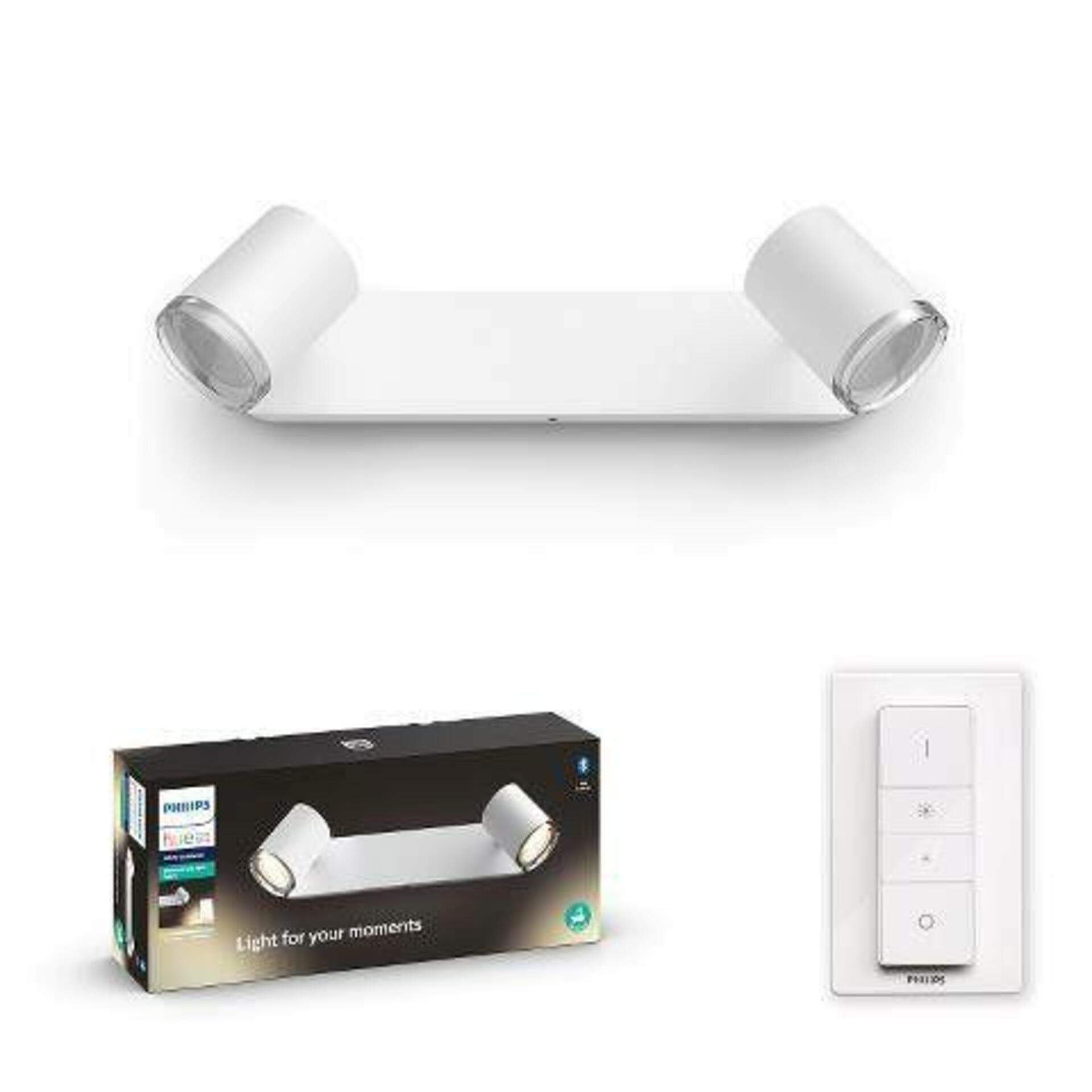 PHILIPS HUE Hue White Ambiance Bodové koupelnové svítidlo Philips Adore BT 8719514340879 LED GU10 2x5W 2x350lm 2200-6500K IP44 230V, bílé s dálkovým ovladačem a Bluetooth