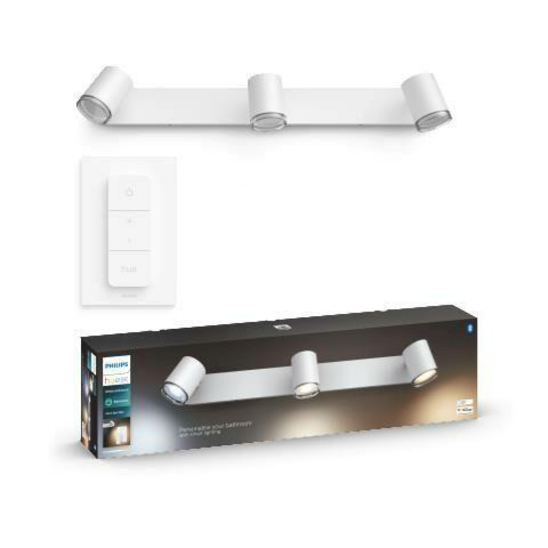 PHILIPS HUE Hue White Ambiance Bodové koupelnové svítidlo Philips Adore BT 8719514340893 LED GU10 3x5W 3x350lm 2200-6500K IP44 230V, bílé s dálkovým ovladačem a Bluetooth