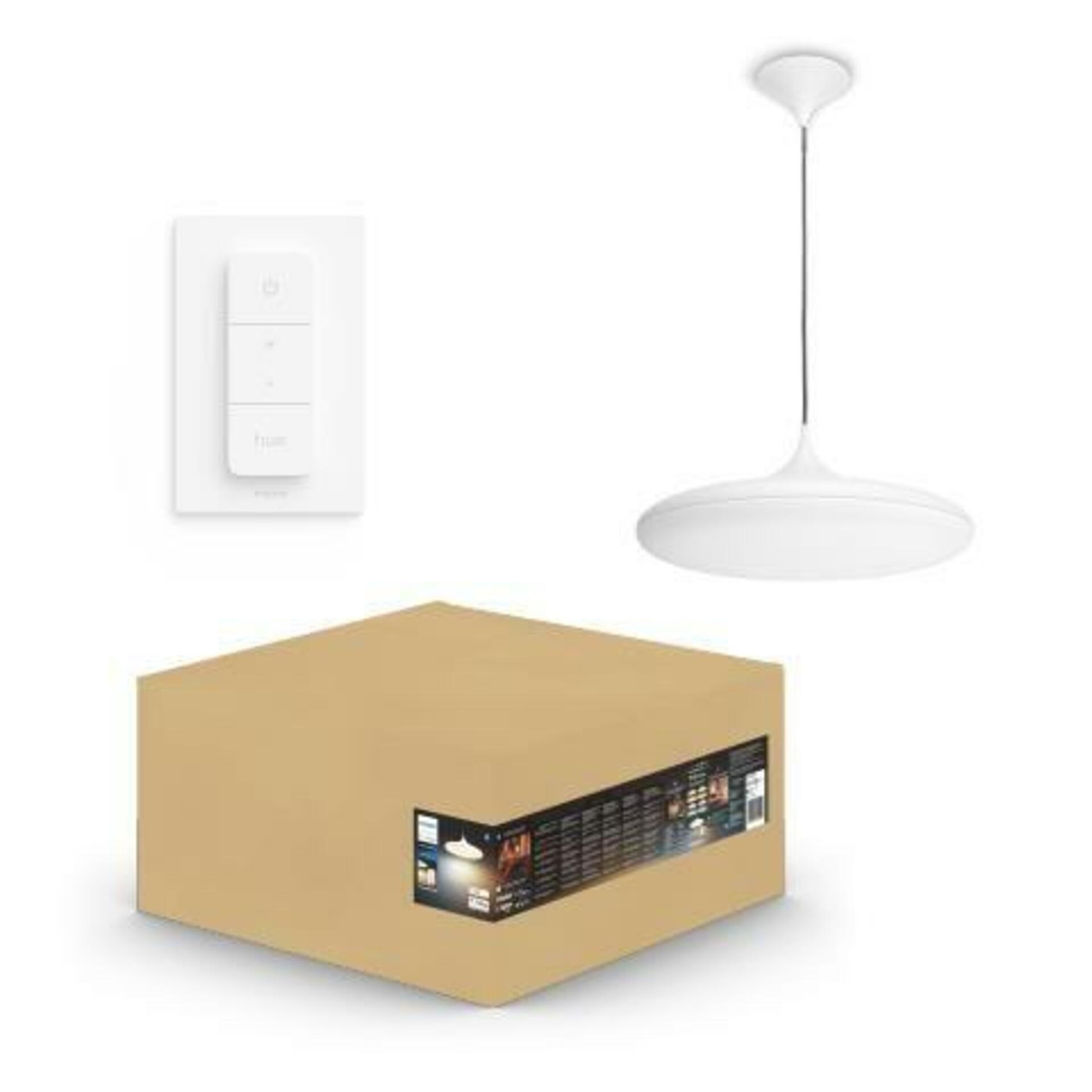 PHILIPS HUE Hue LED White Ambiance Závěsné svítidlo Philips Cher BT 8719514341210 39W 3000lm 2200-6500K 240V, bílé s dálkovým ovladačem a Bluetooth