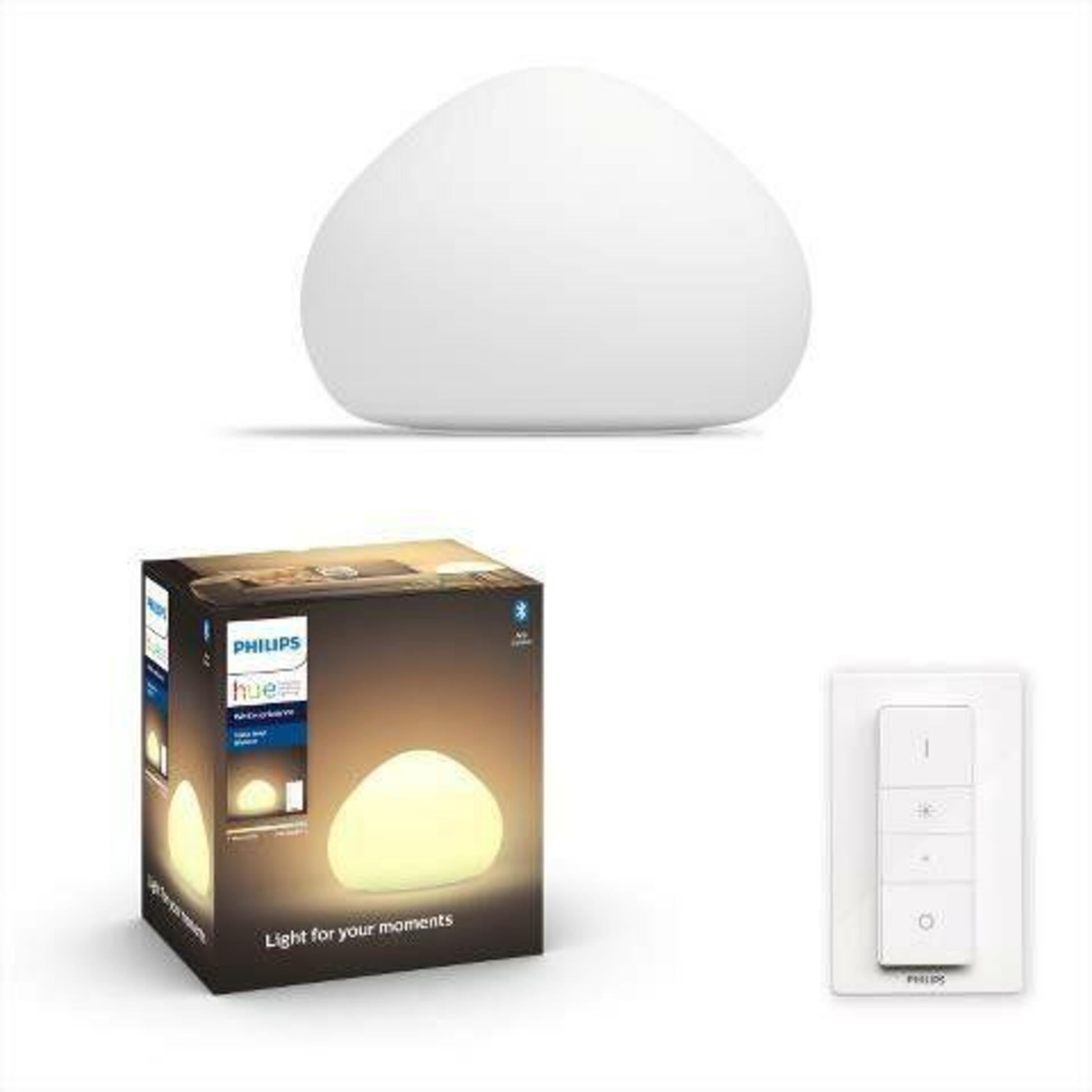 PHILIPS HUE Hue White Ambiance Stolní lampa Philips Wellner BT 8719514341395 E27 1x9,5W 806lm 2200-6500K 230V, bílá s dálkovým ovladačem a Bluetooth