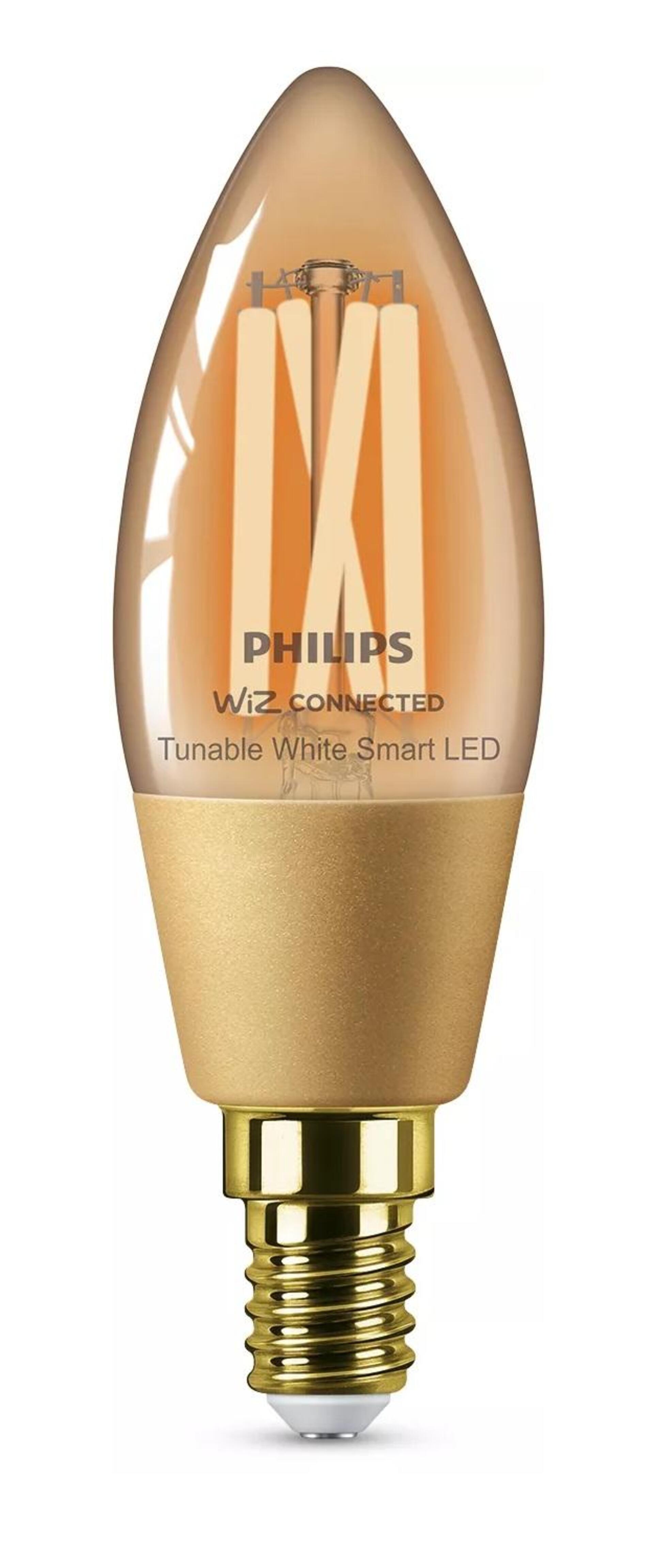 Levně WiZ Smart LED Svíčková žárovka Filament oranžová 4,9 W (ekv. 25 W) 370lm C35 E14