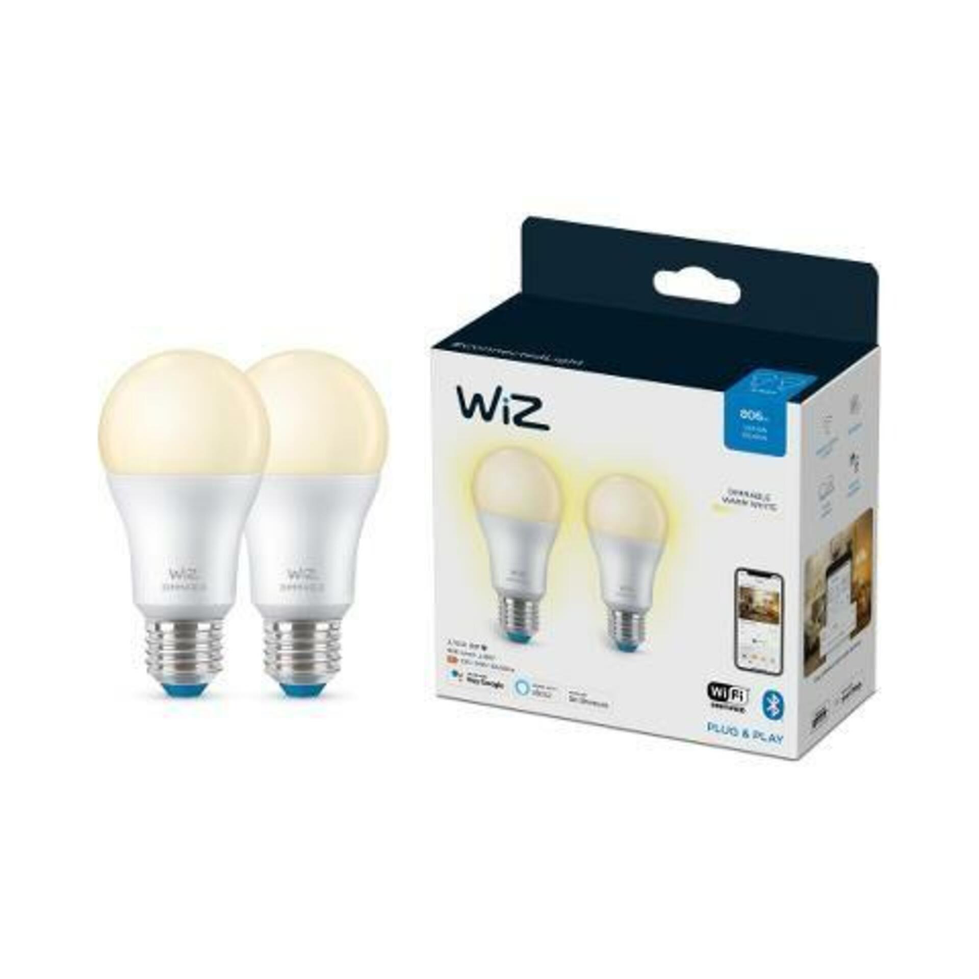 Levně WiZ SET 2x LED žárovka E27 A60 8W (60W) 806lm 2700K IP20, stmívatelná