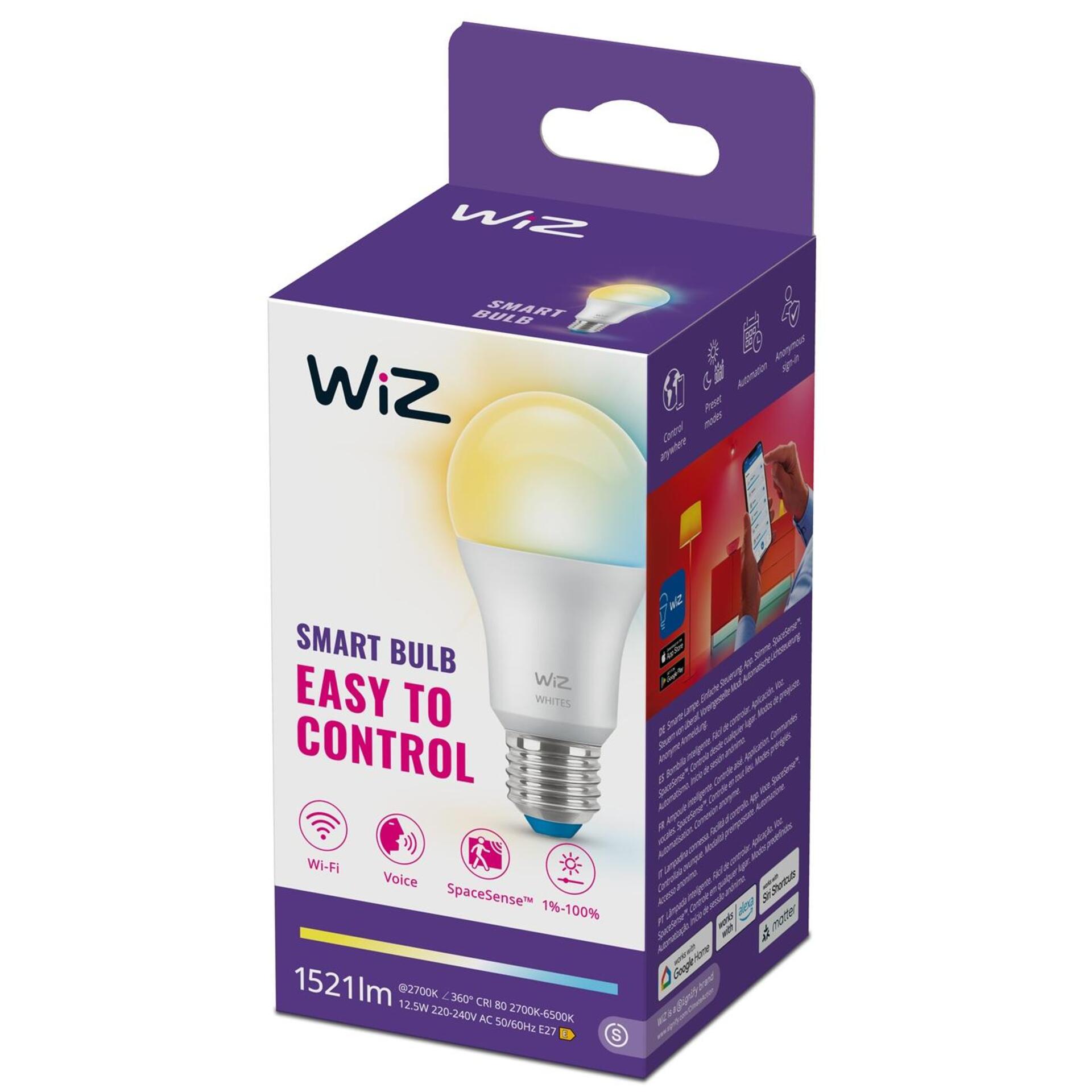 Levně WiZ LED žárovka Easy to control A60 E27, 100W, 2200-6500K, 827-65 TW