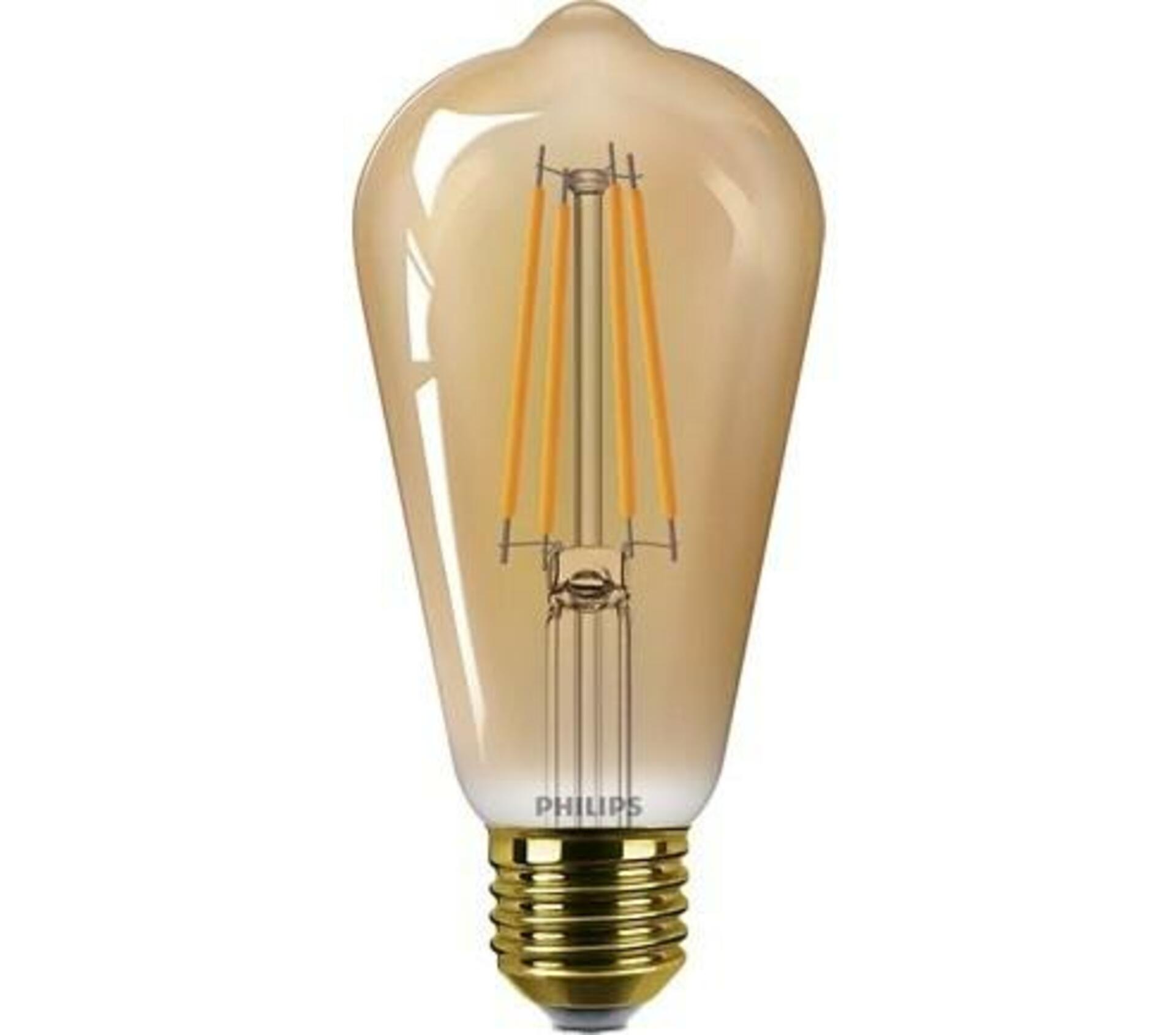 Philips Vintage LED filament žárovka E27 ST64 7W (40W) 470lm 1800K nestmívatelná, zlatá