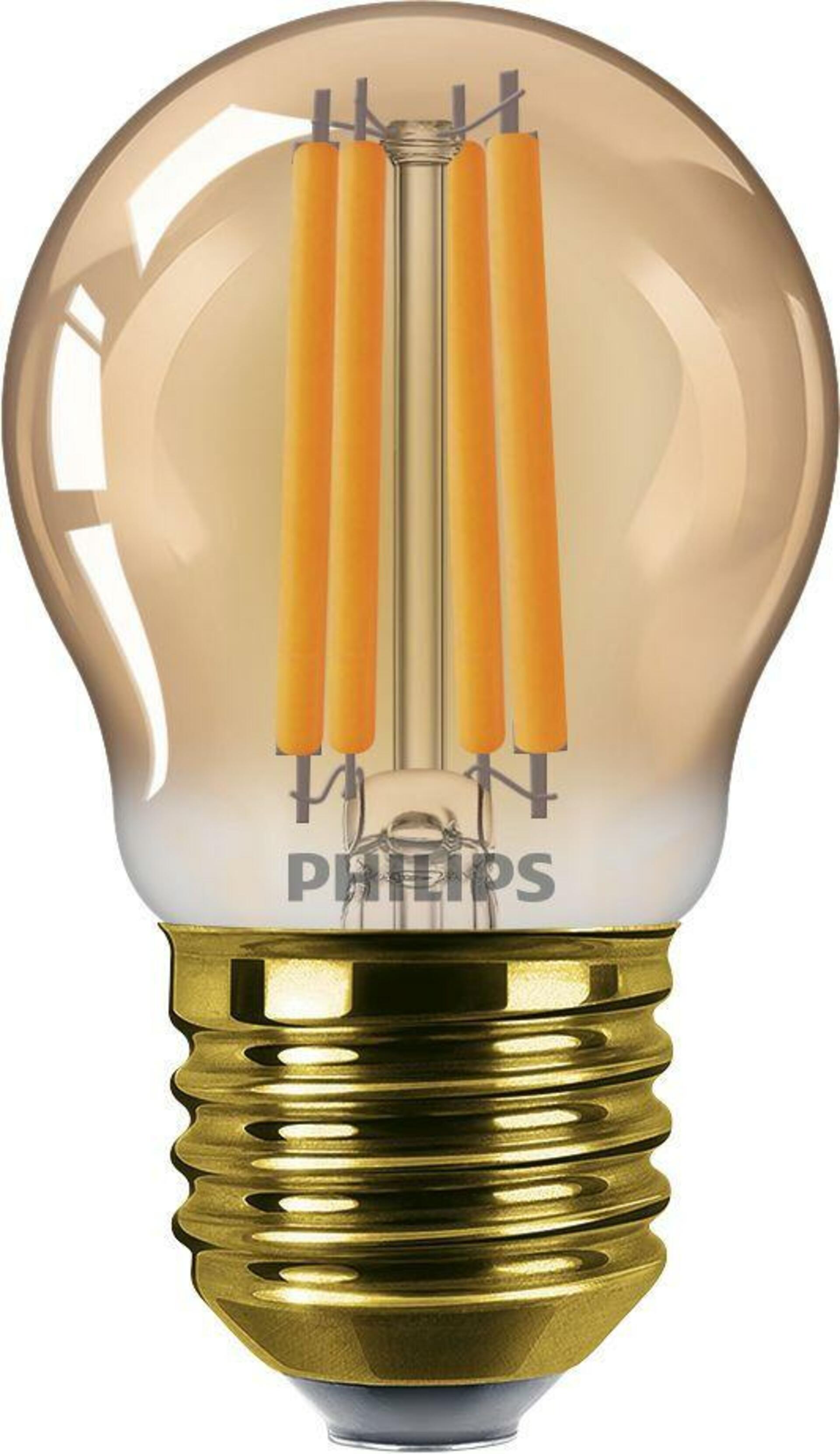 Philips LED filament žárovka E27 P45 6W (40W) 470lm 1800K nestmívatelná, jantarová