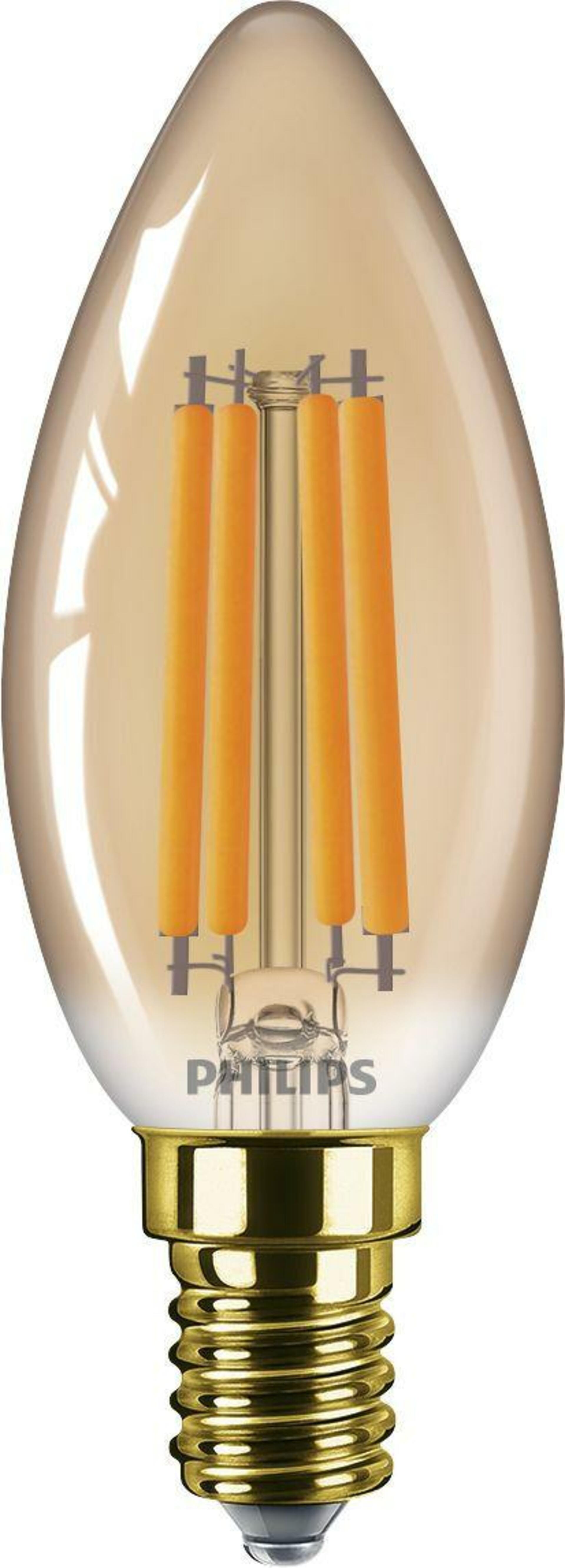 Philips LED filament žárovka E14 B35 6W (40W) 470lm 1800K nestmívatelná, jantarová