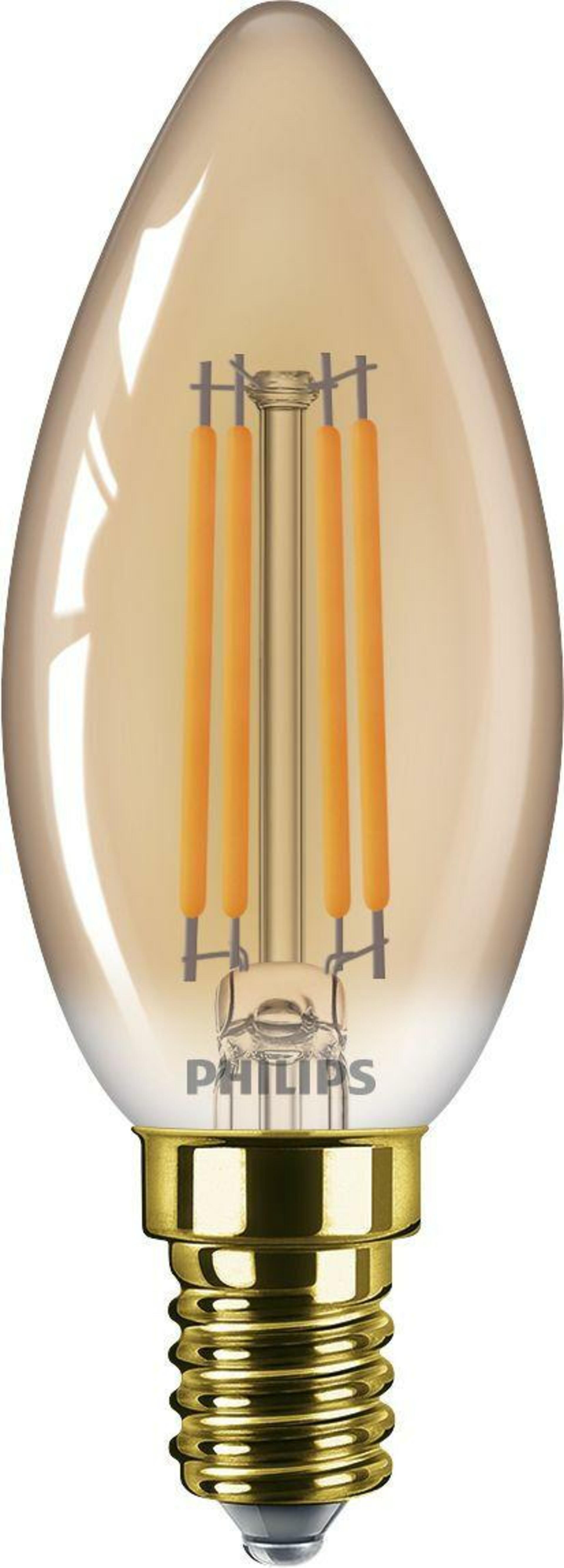 Philips LED filament žárovka E14 B35 3,1W (25W) 250lm 1800K nestmívatelná, jantarová