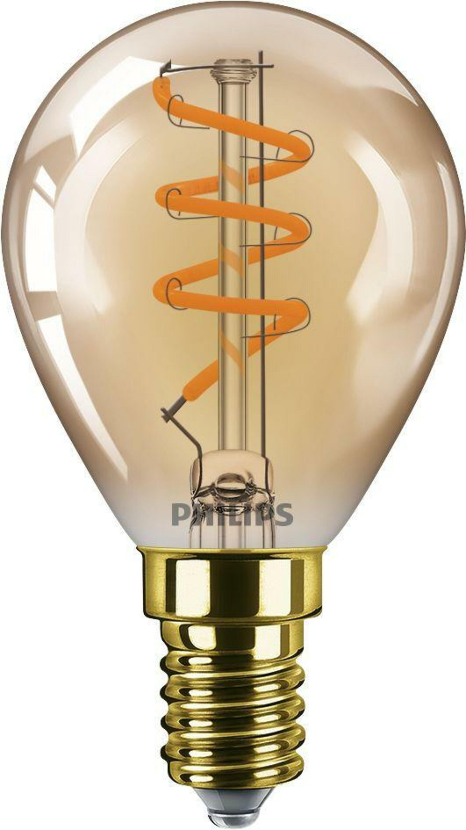 Levně Philips LED filament žárovka E14 P45 3W (25W) 250lm 2200K stmívatelná, jantarová