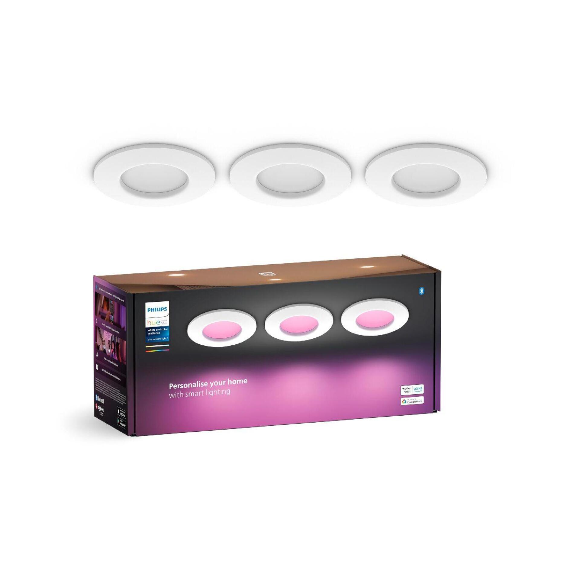 Levně Philips Hue WCA Slim zápustné svítidlo 3x LED 8,3W 750lm 2200-6500K RGB CRI80 9cm kulaté IP44, bílé