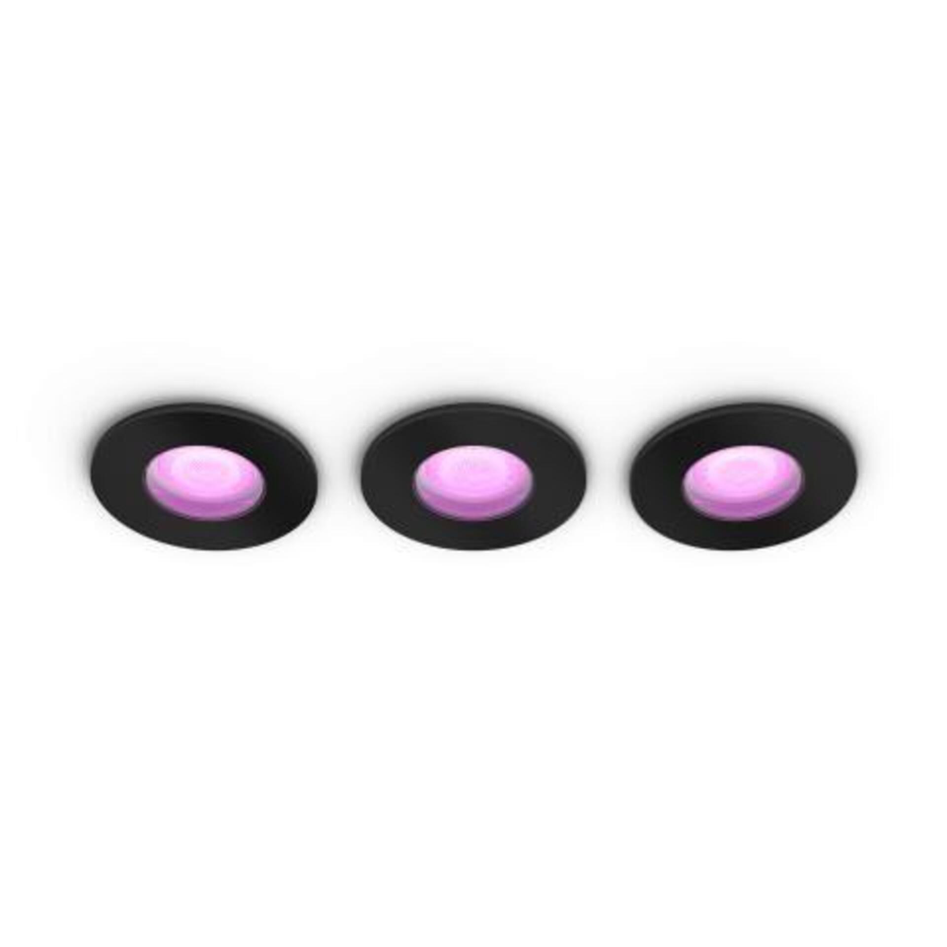 Levně Philips Hue WACA Xamento podhledové LED svítidlo 3x GU10 5.7W 350lm 2000-6500K RGB IP44, černé